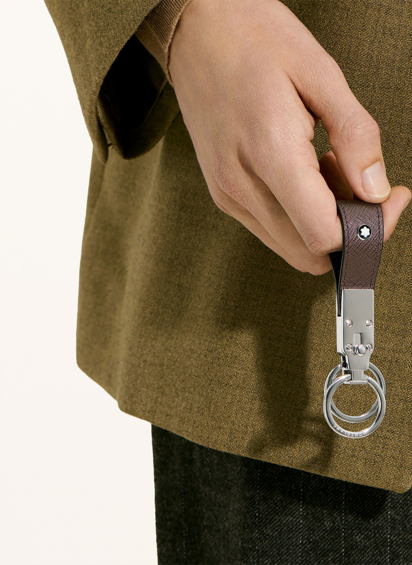 MONTBLANC Schlüsselanhänger SARTORIAL: DUNKELBRAUN / SILBER