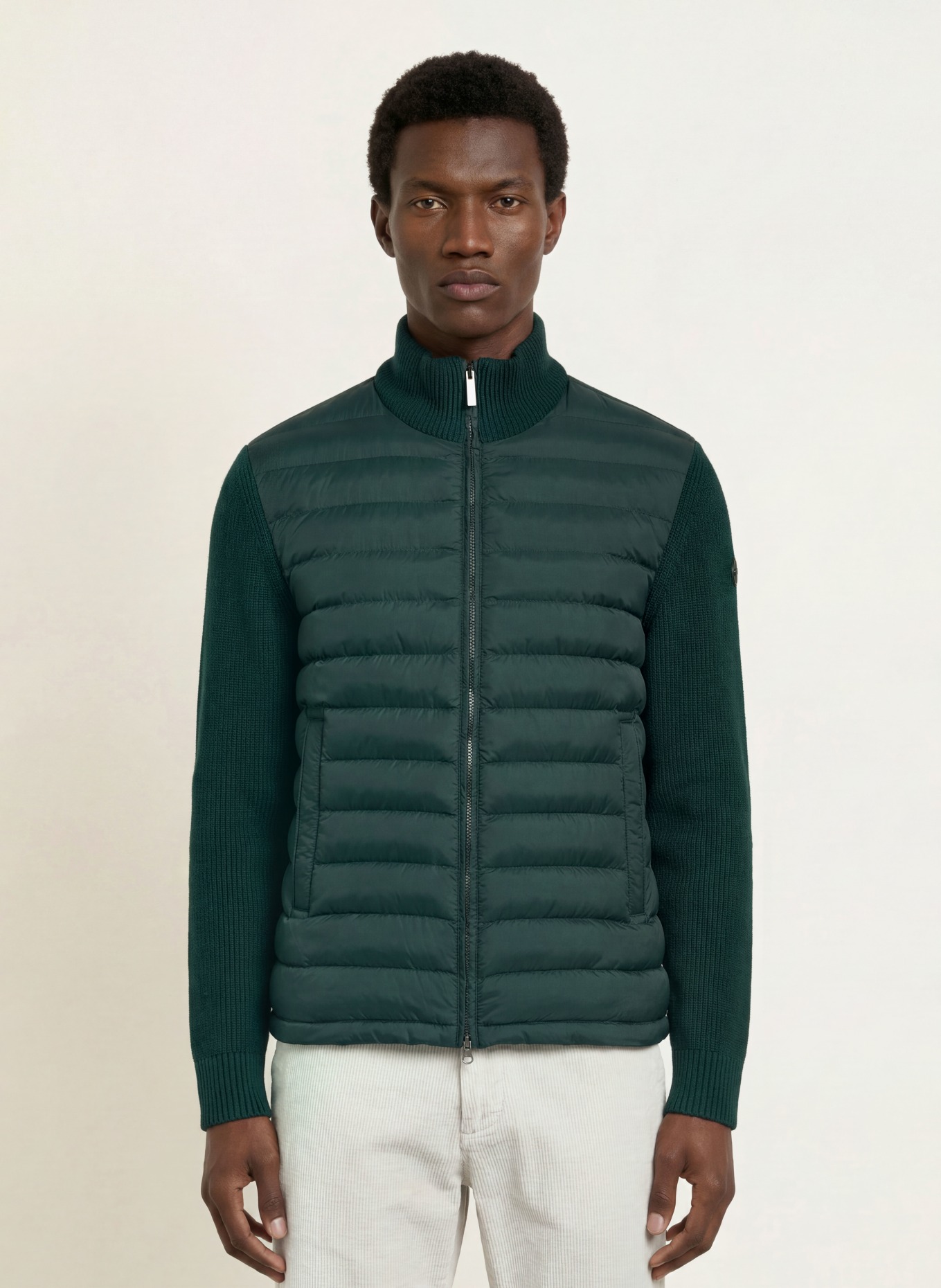 COLMAR Steppjacke im Materialmix: DUNKELGRÜN