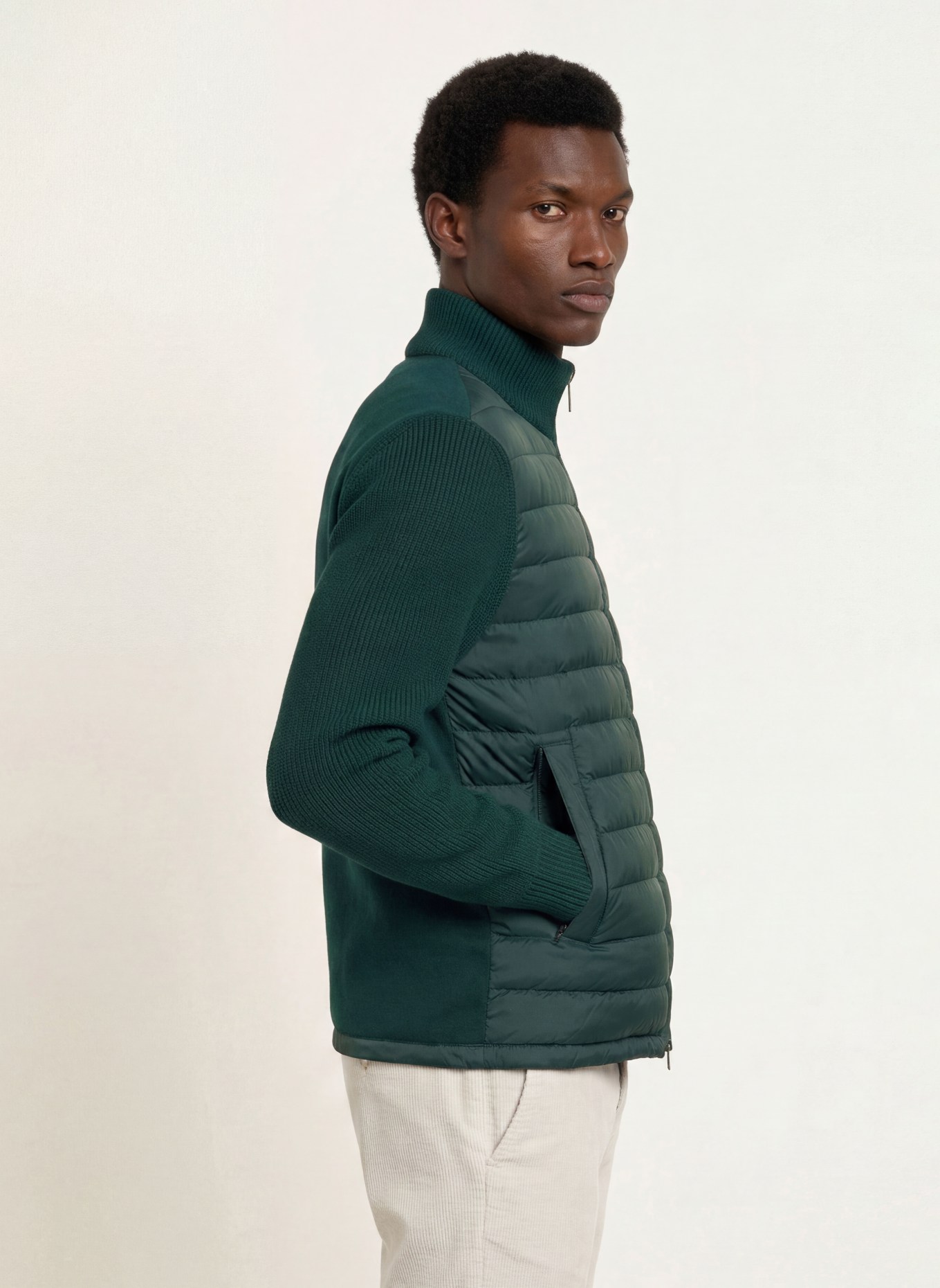 COLMAR Steppjacke im Materialmix: DUNKELGRÜN