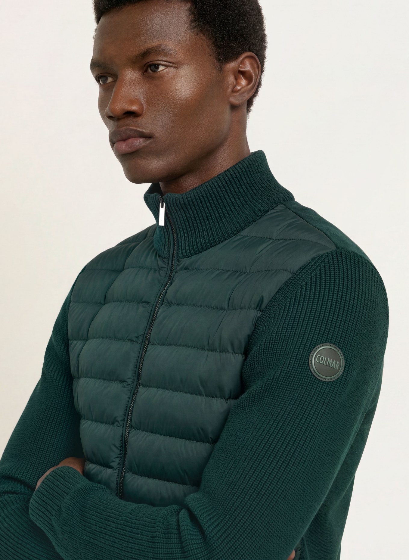 COLMAR Steppjacke im Materialmix: DUNKELGRÜN
