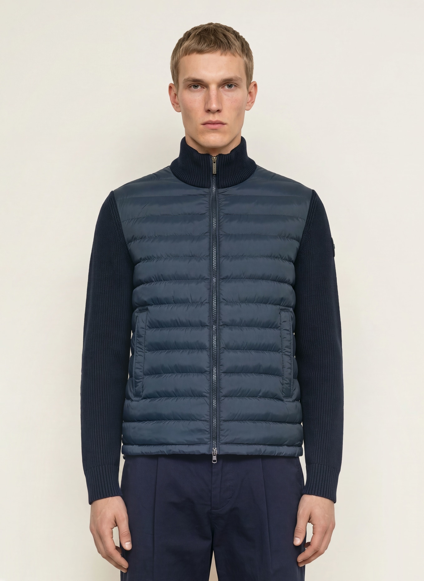 COLMAR Steppjacke im Materialmix: DUNKELBLAU