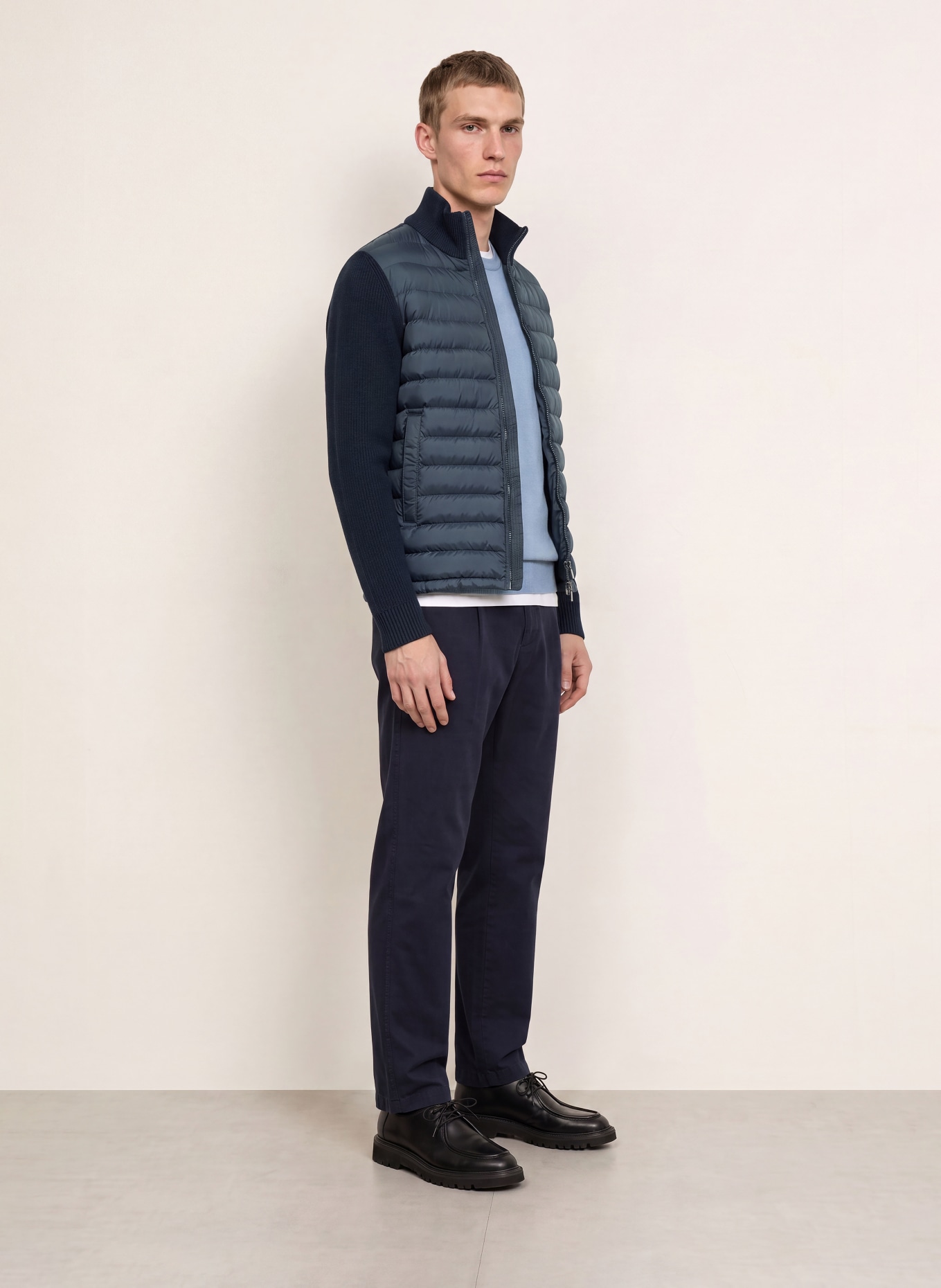 COLMAR Steppjacke im Materialmix: DUNKELBLAU