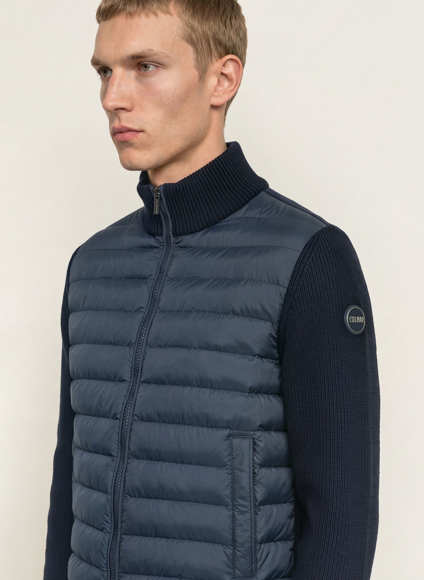 COLMAR Steppjacke im Materialmix: DUNKELBLAU
