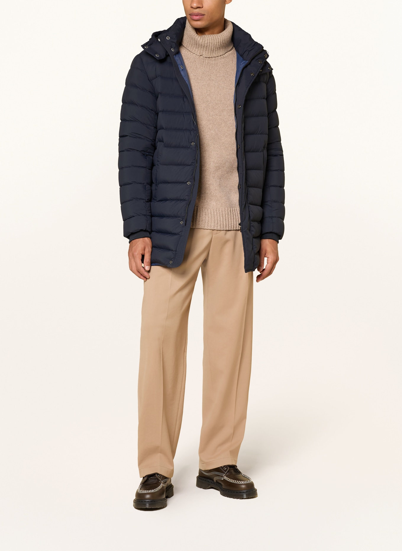 COLMAR Daunenjacke mit abnehmbarer Kapuze: DUNKELBLAU / DUNKELROT