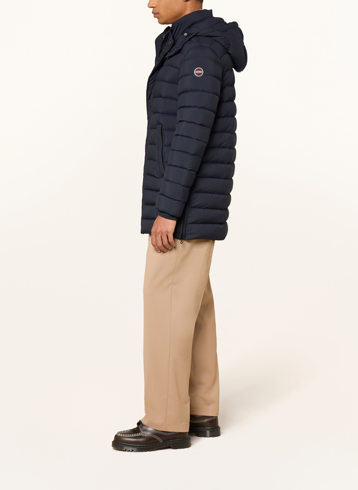 COLMAR Daunenjacke mit abnehmbarer Kapuze: DUNKELBLAU / DUNKELROT
