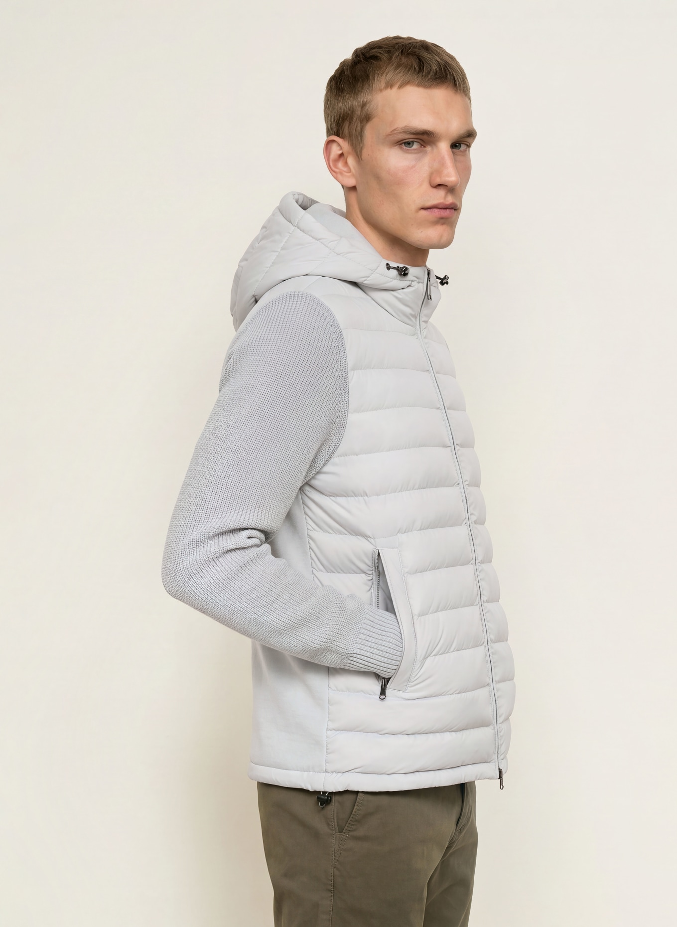 COLMAR Steppjacke im Materialmix: HELLGRAU
