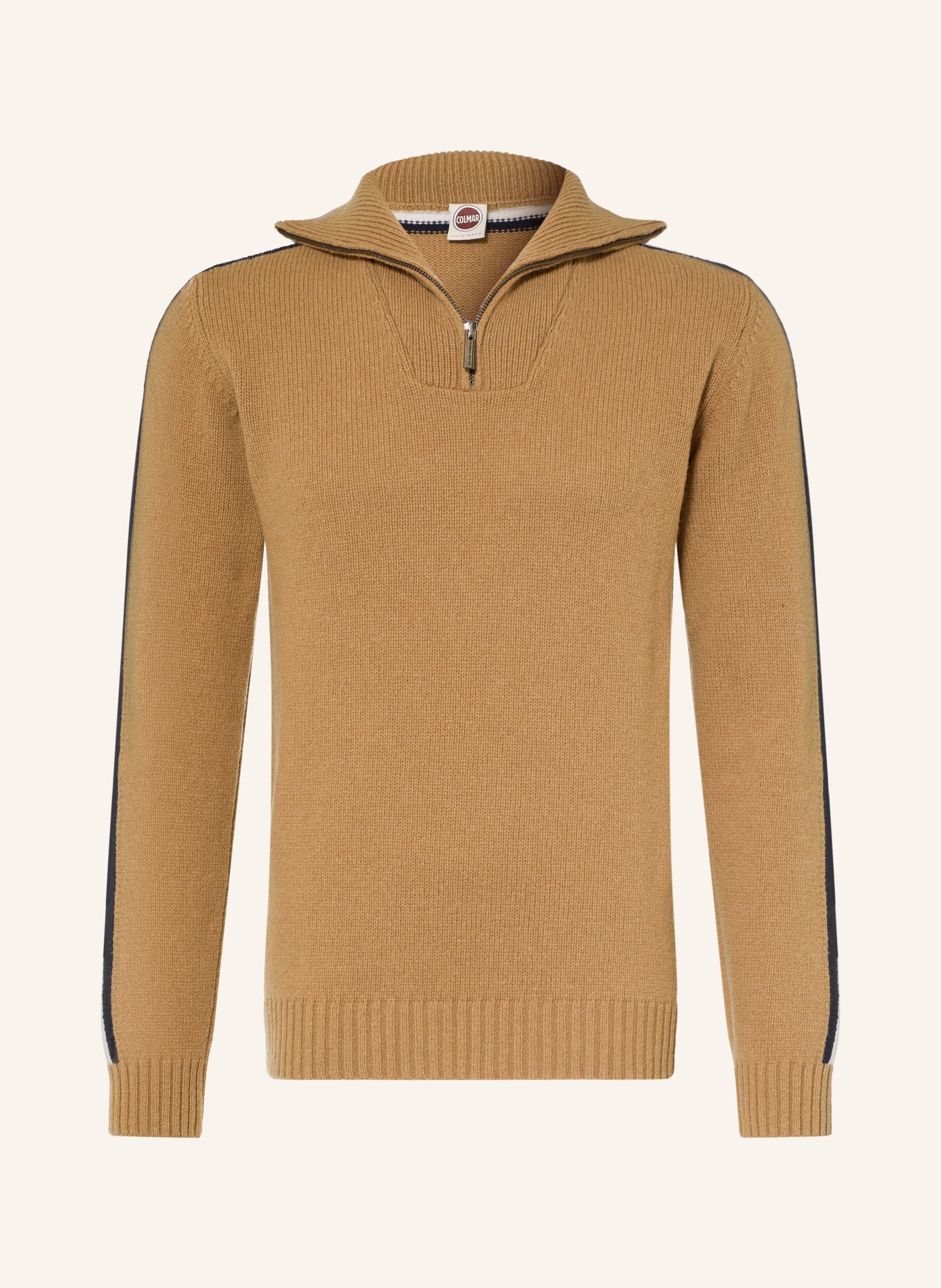 COLMAR Half-zip sweater: CAMEL / WHITE / BLACK