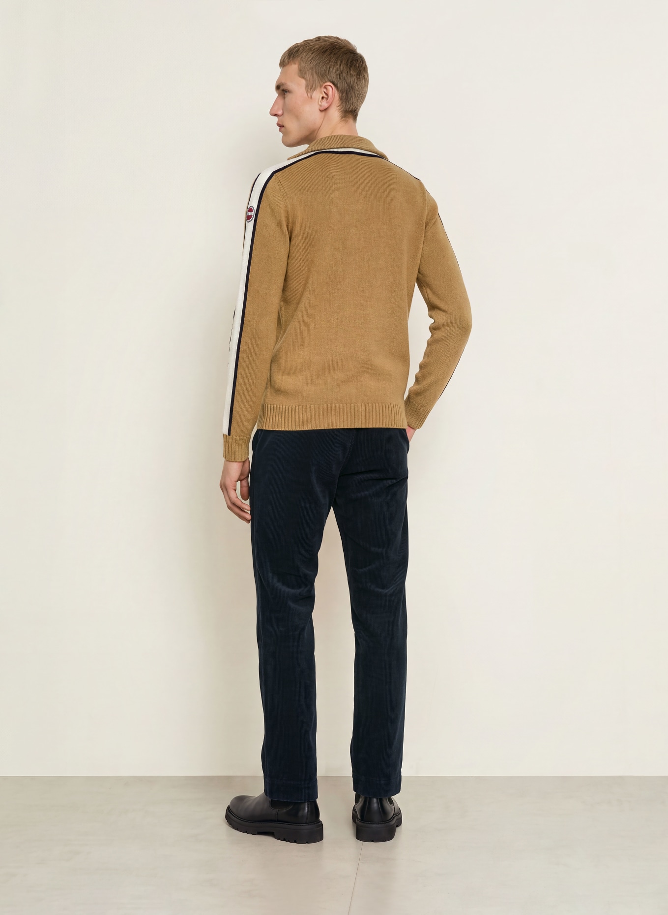 COLMAR Half-zip sweater: CAMEL / WHITE / BLACK