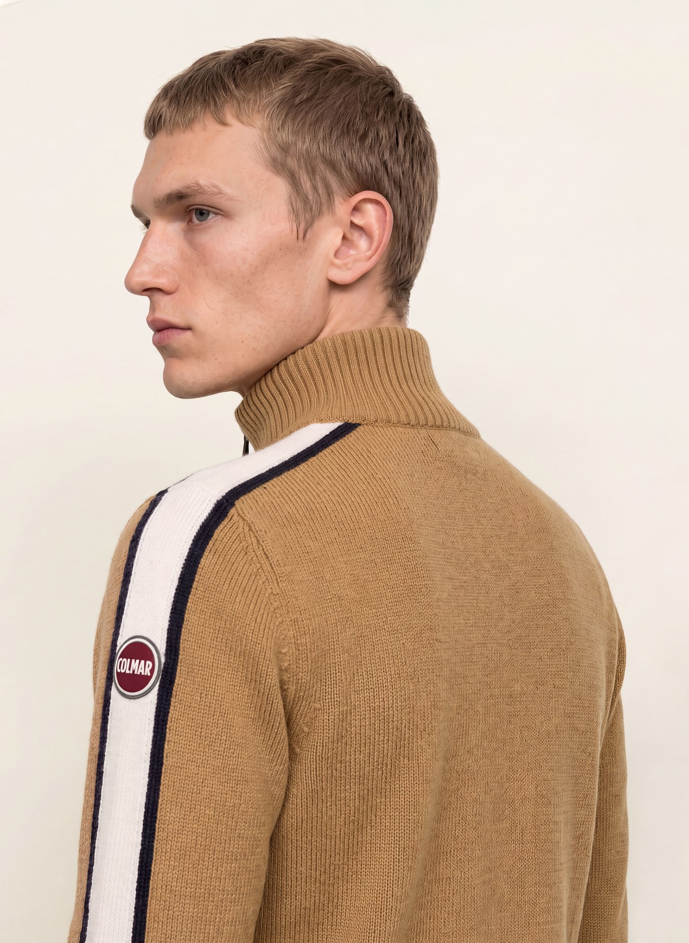 COLMAR Half-zip sweater: CAMEL / WHITE / BLACK