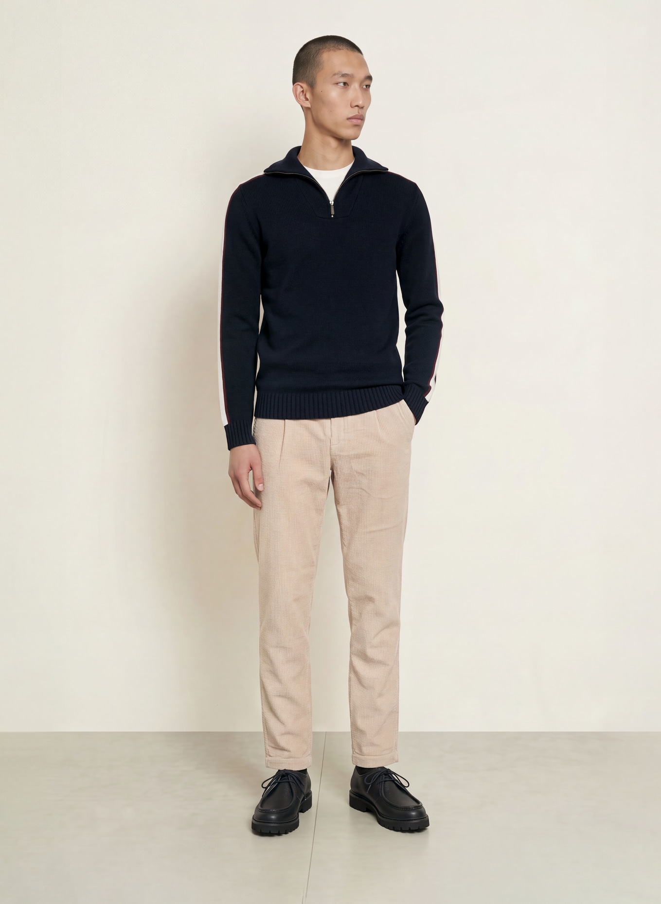 COLMAR Half-zip sweater: DARK BLUE / DARK RED / WHITE
