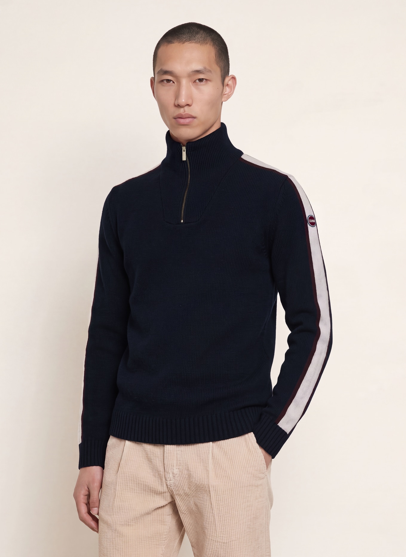 COLMAR Half-zip sweater: DARK BLUE / DARK RED / WHITE