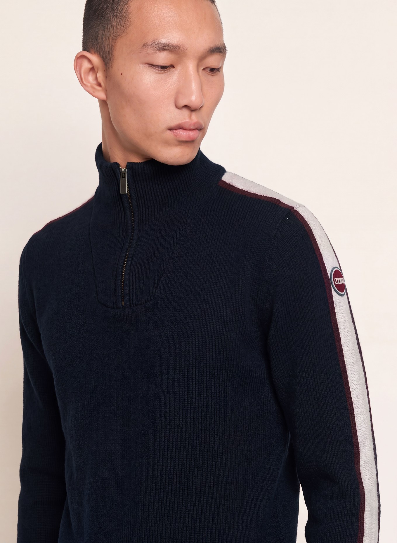 COLMAR Half-zip sweater: DARK BLUE / DARK RED / WHITE