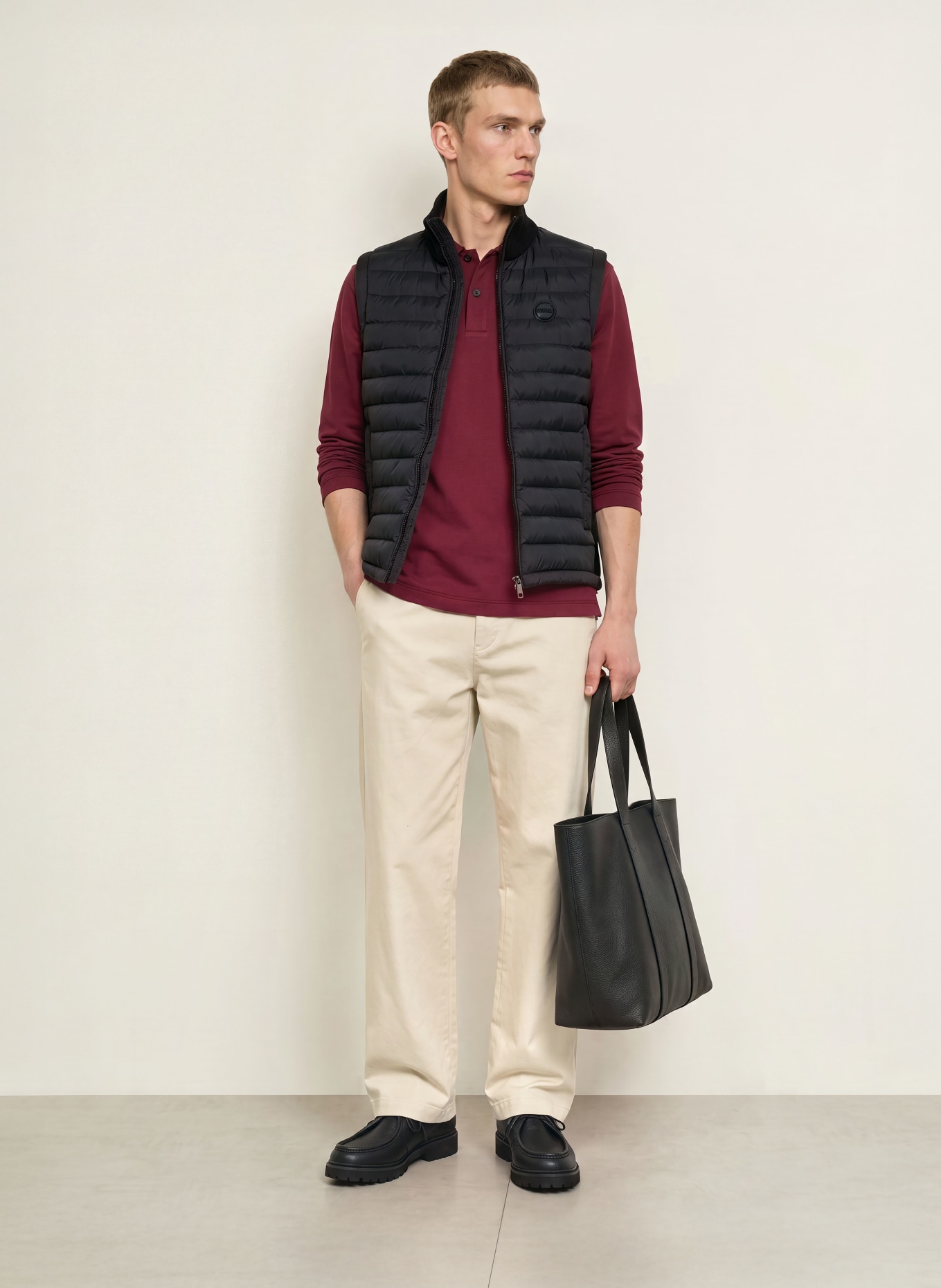 COLMAR Quilted vest in a mix of materials: BLACK