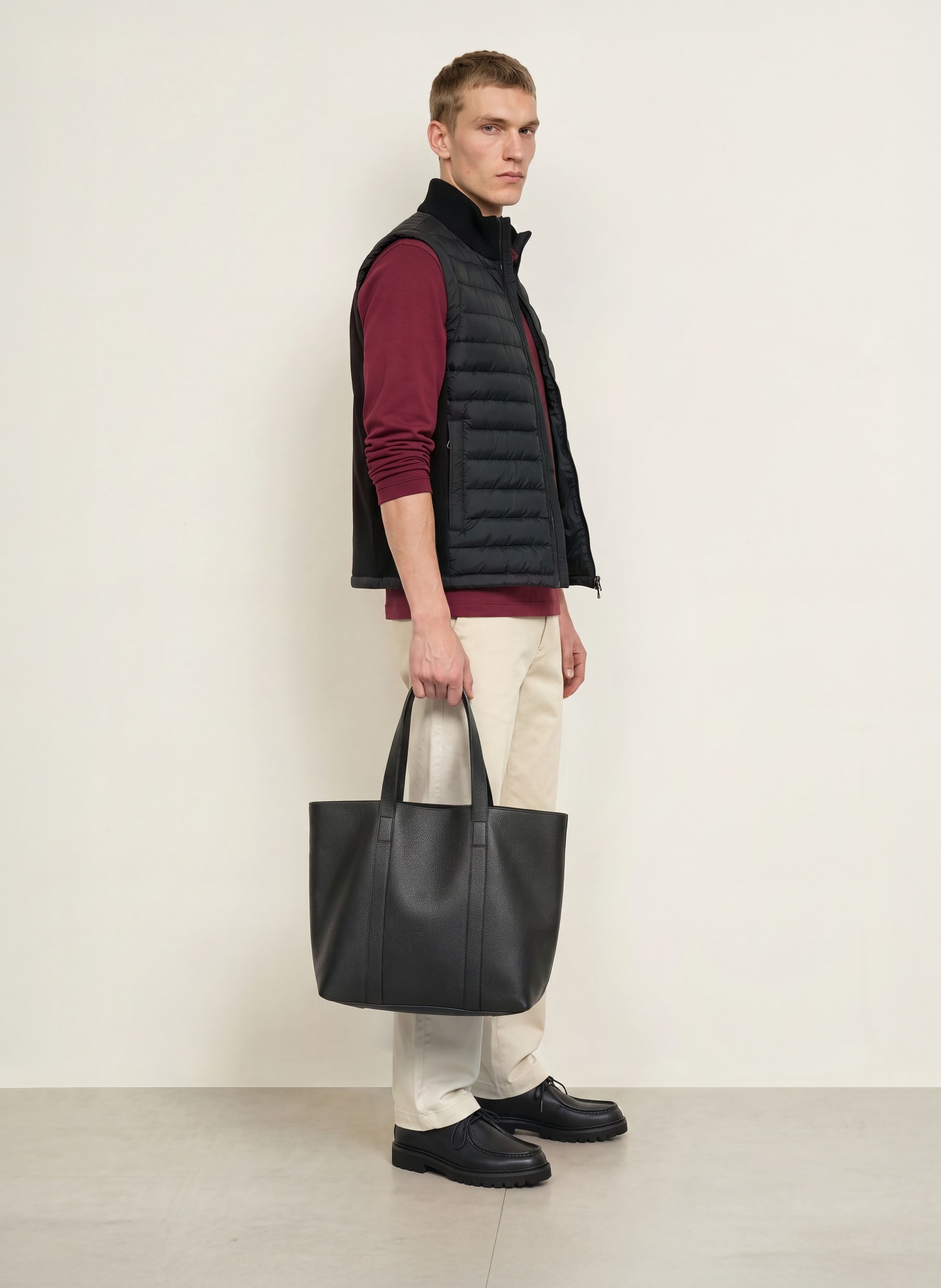 COLMAR Quilted vest in a mix of materials: BLACK