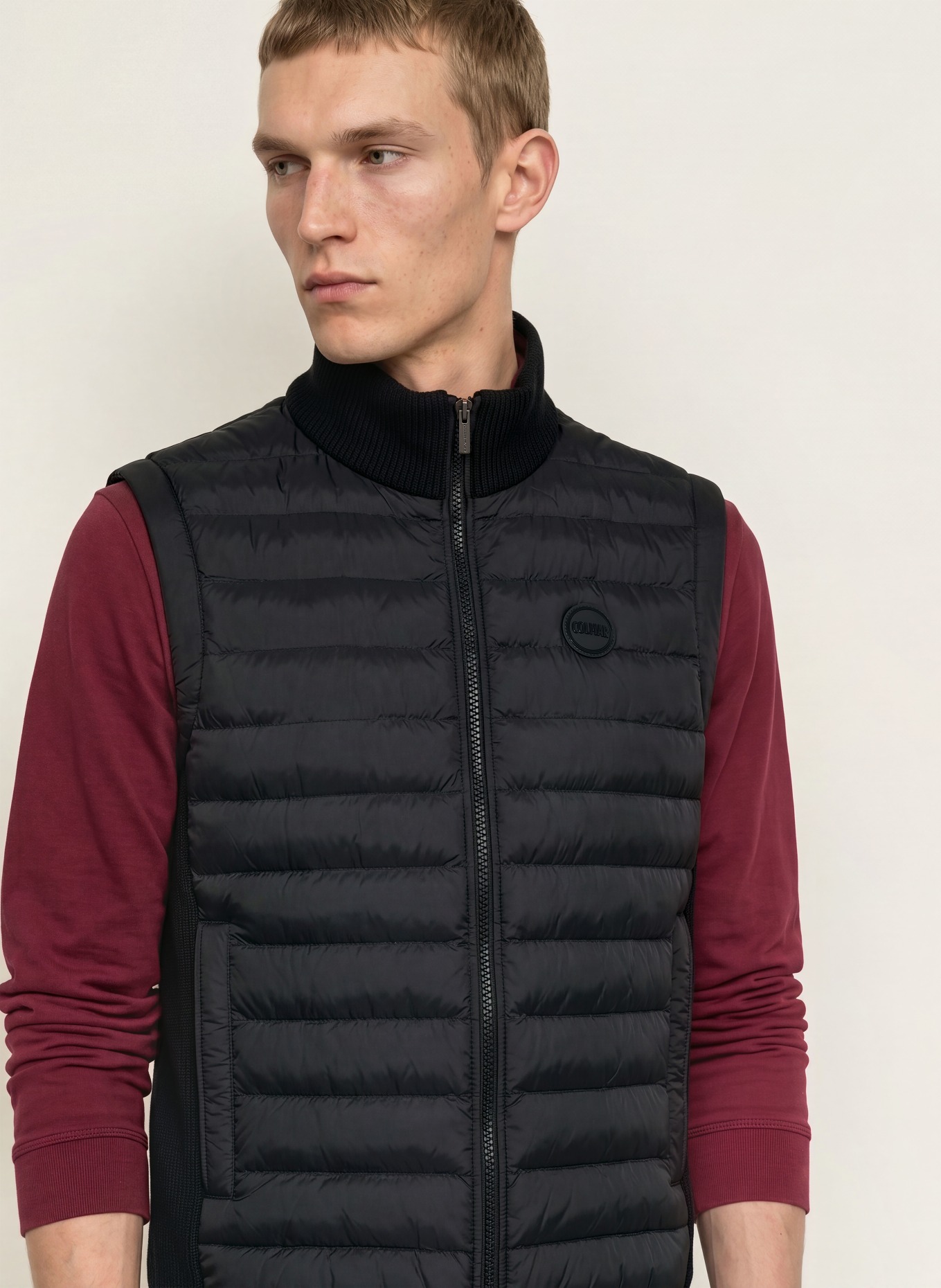 COLMAR Quilted vest in a mix of materials: BLACK