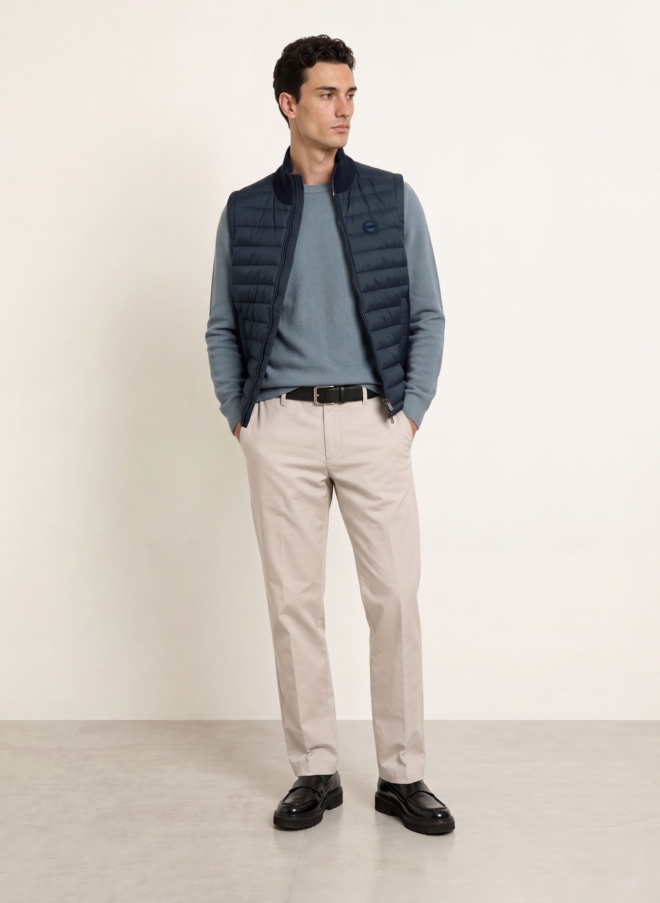 COLMAR Quilted vest in a mix of materials: DARK BLUE