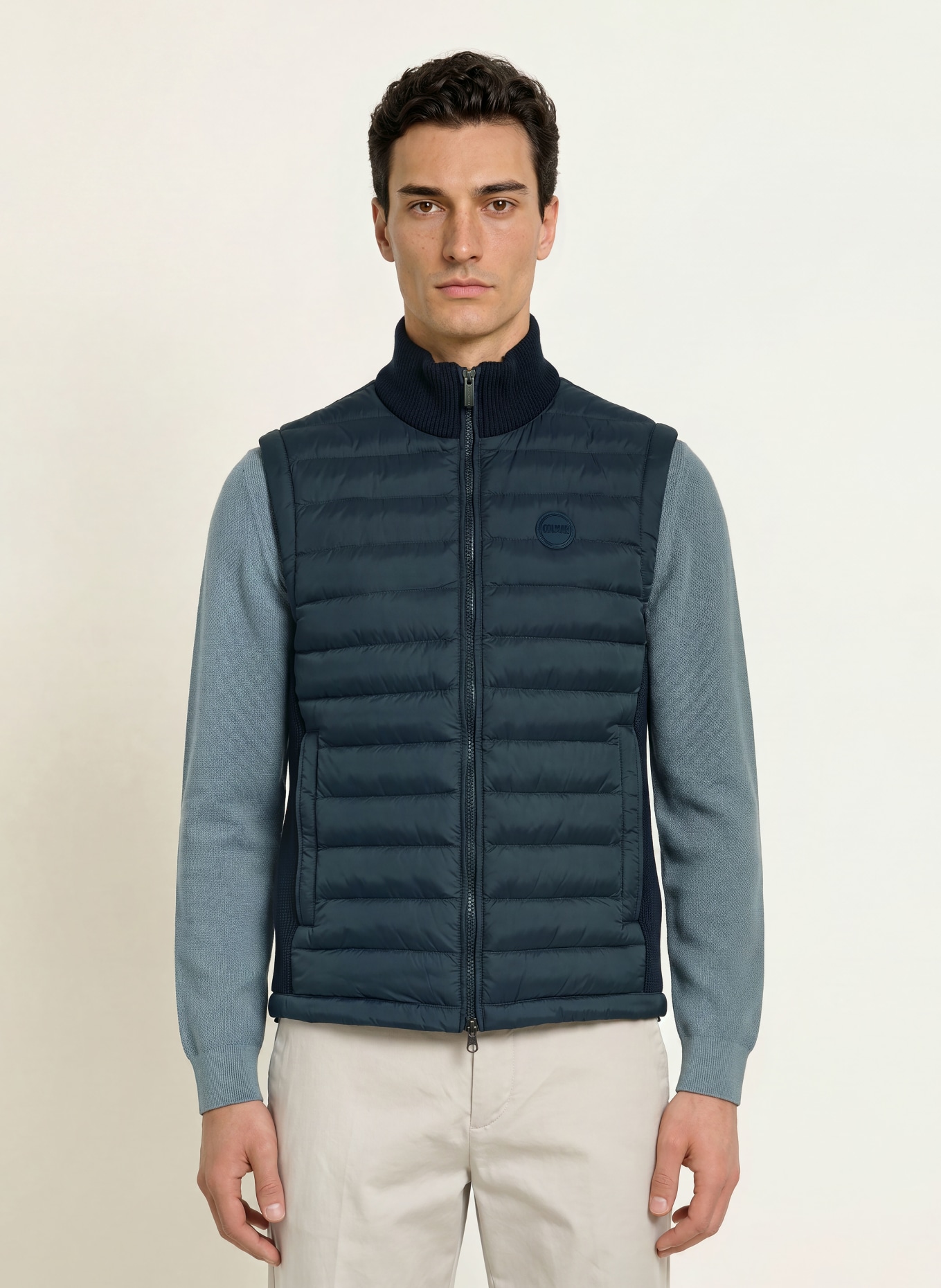 COLMAR Quilted vest in a mix of materials: DARK BLUE