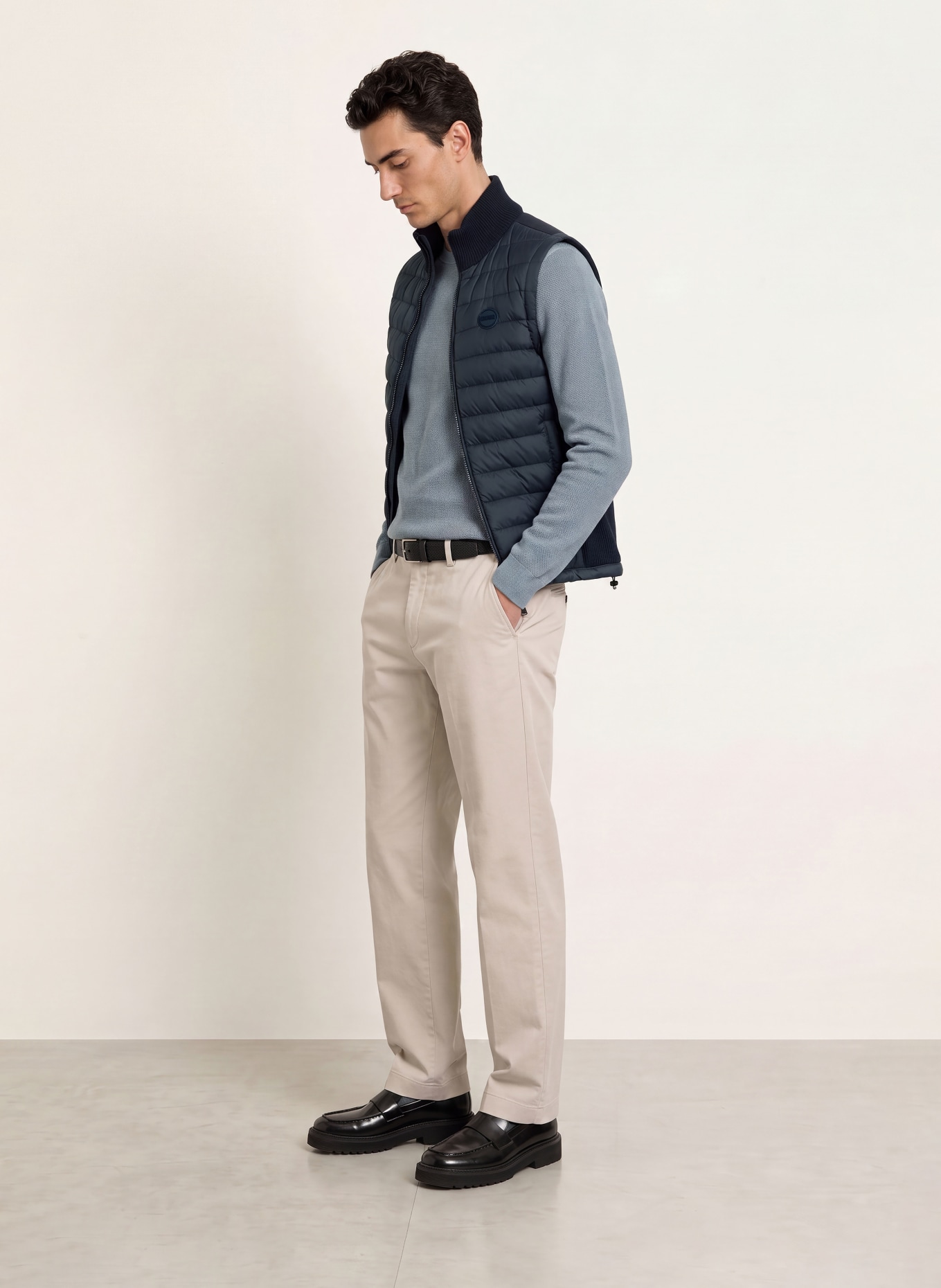 COLMAR Quilted vest in a mix of materials: DARK BLUE