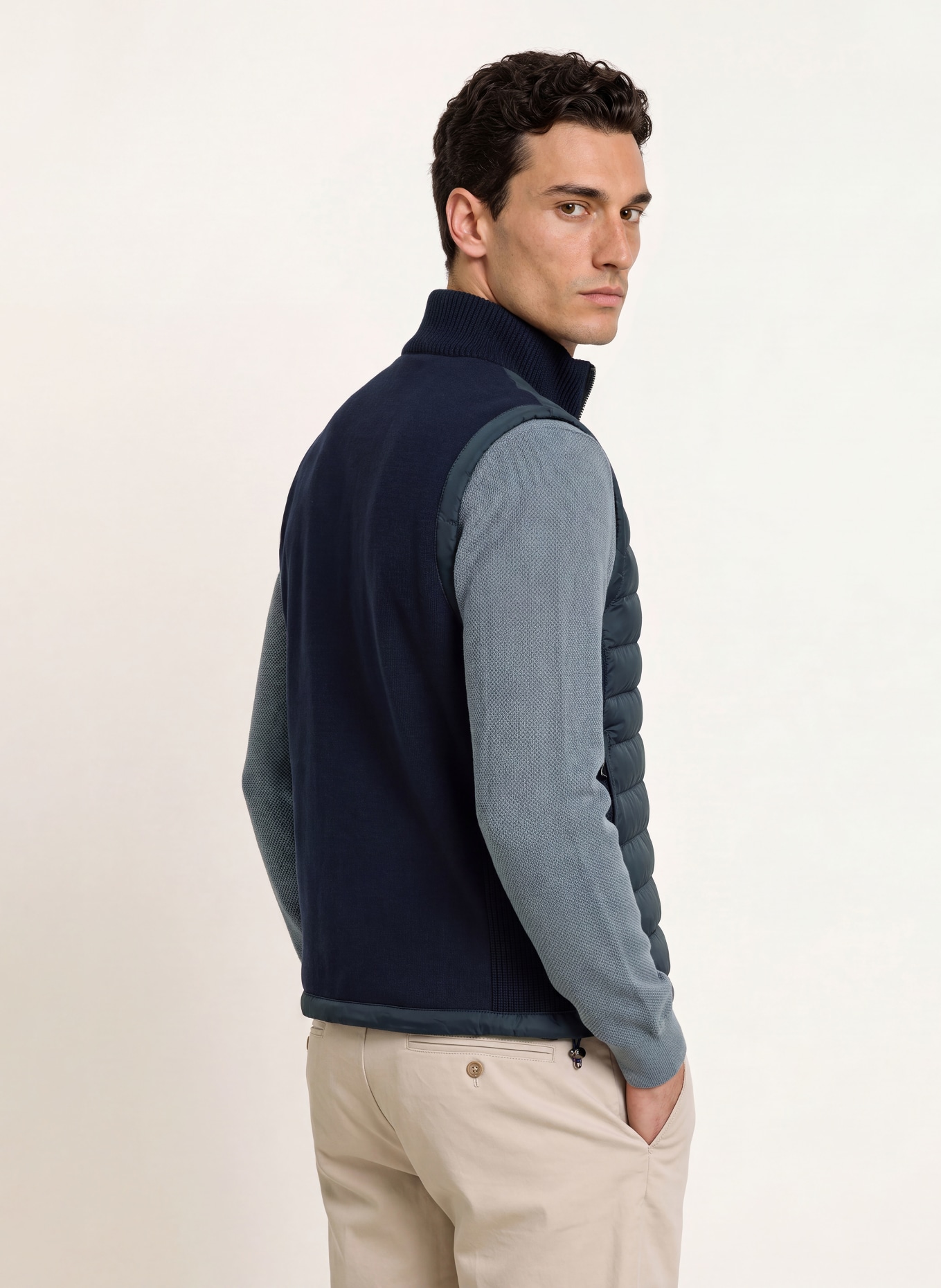 COLMAR Quilted vest in a mix of materials: DARK BLUE
