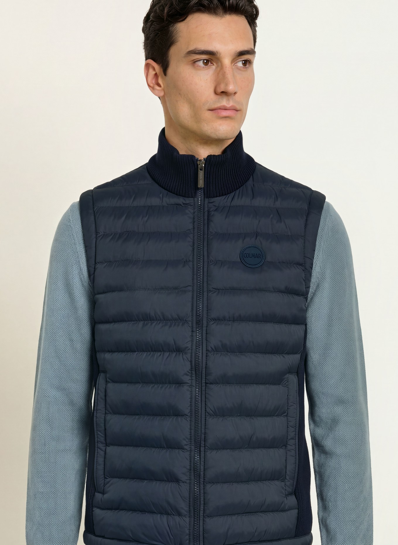 COLMAR Quilted vest in a mix of materials: DARK BLUE