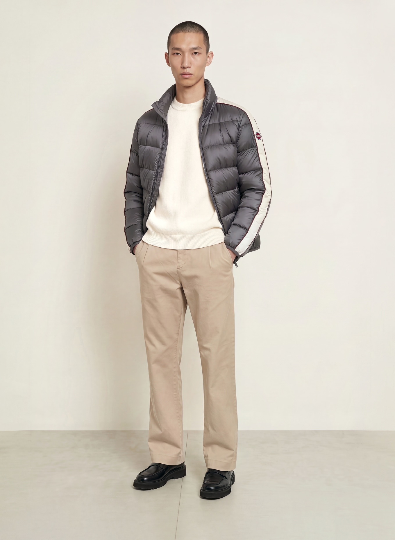 COLMAR Daunenjacke: DUNKELGRAU / DUNKELROT / WEISS