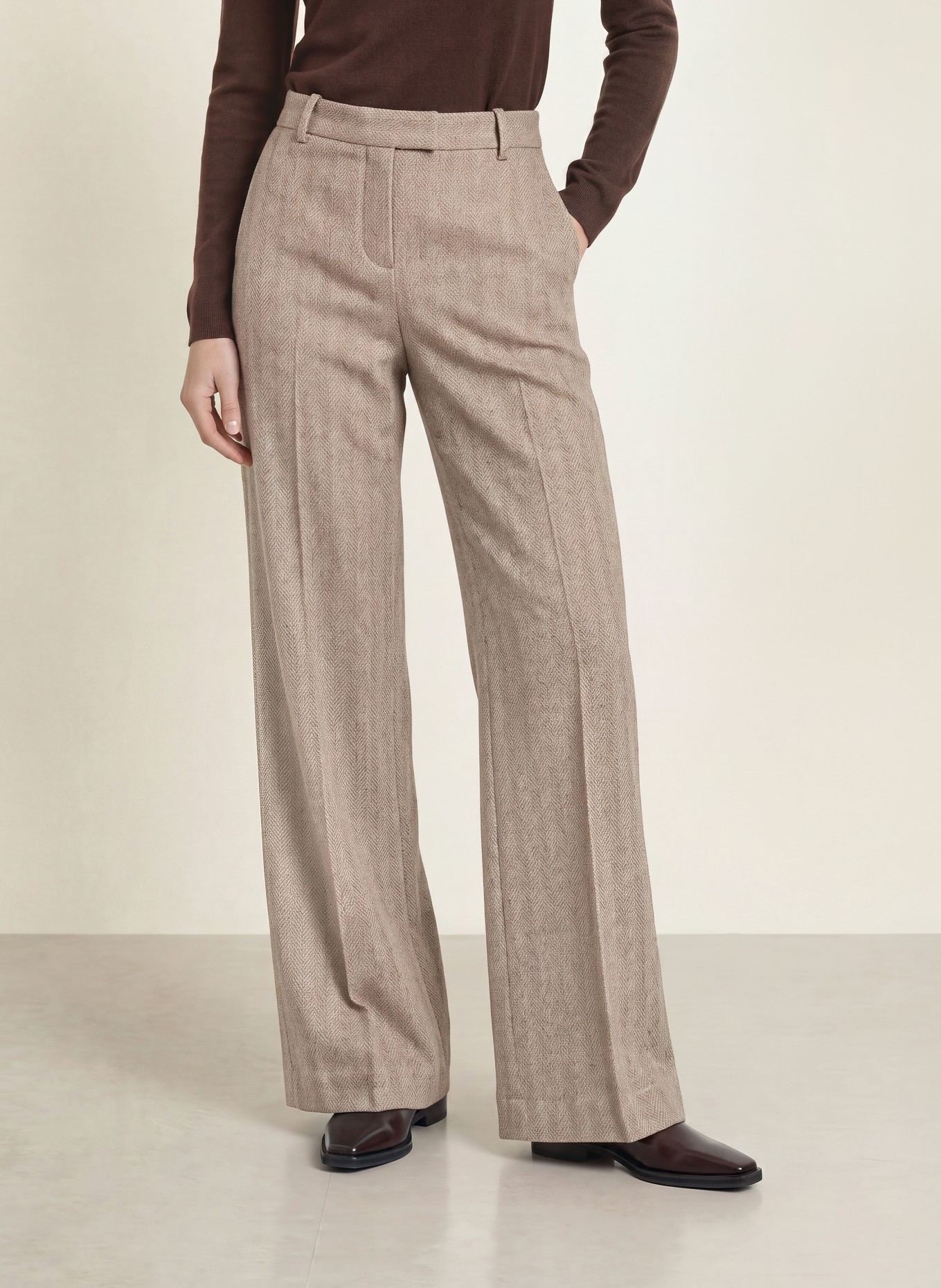 CIRCOLO 1901 Marlenehose aus Flanell: BEIGE / ECRU