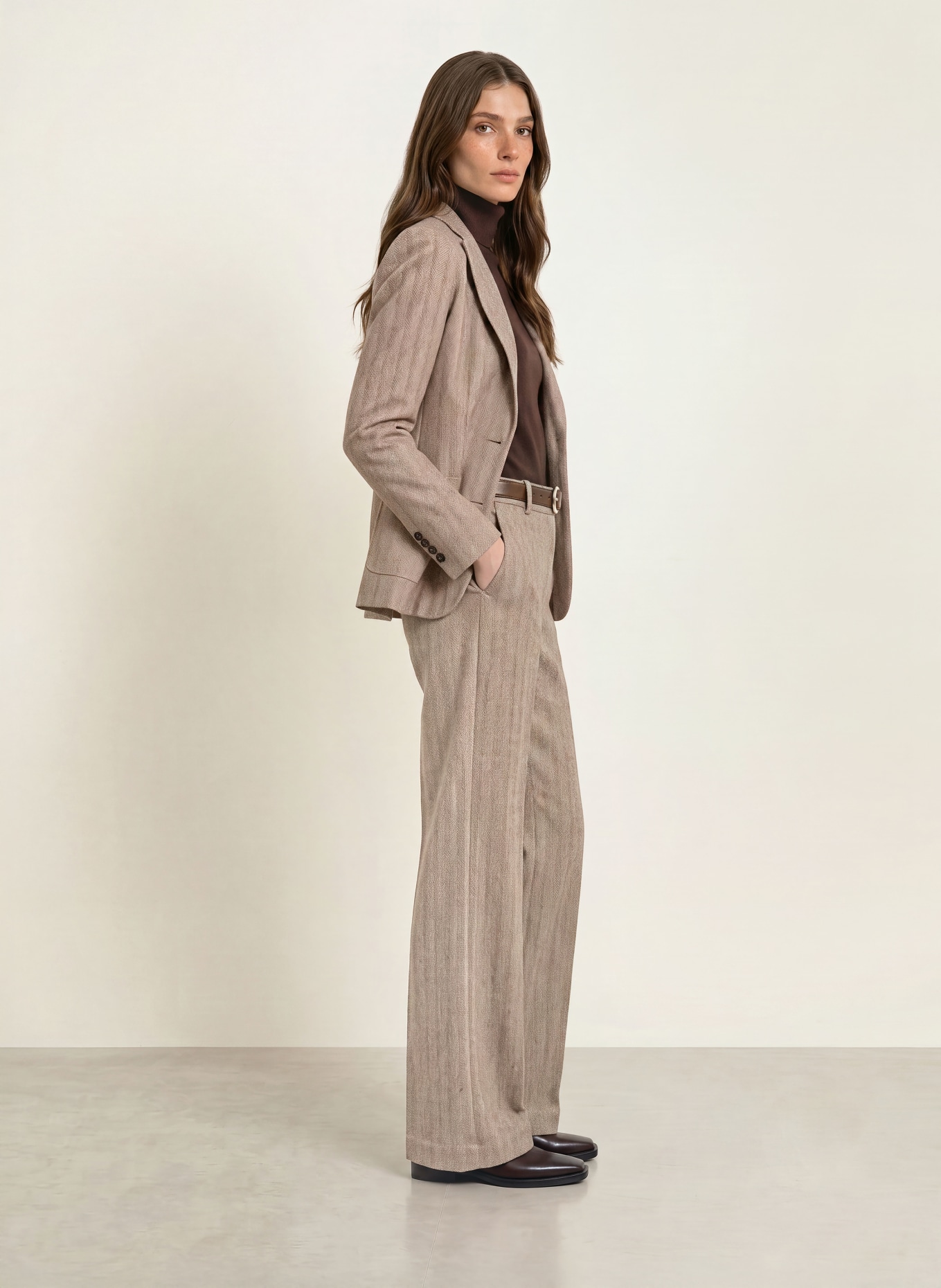 CIRCOLO 1901 Marlenehose aus Flanell: BEIGE / ECRU