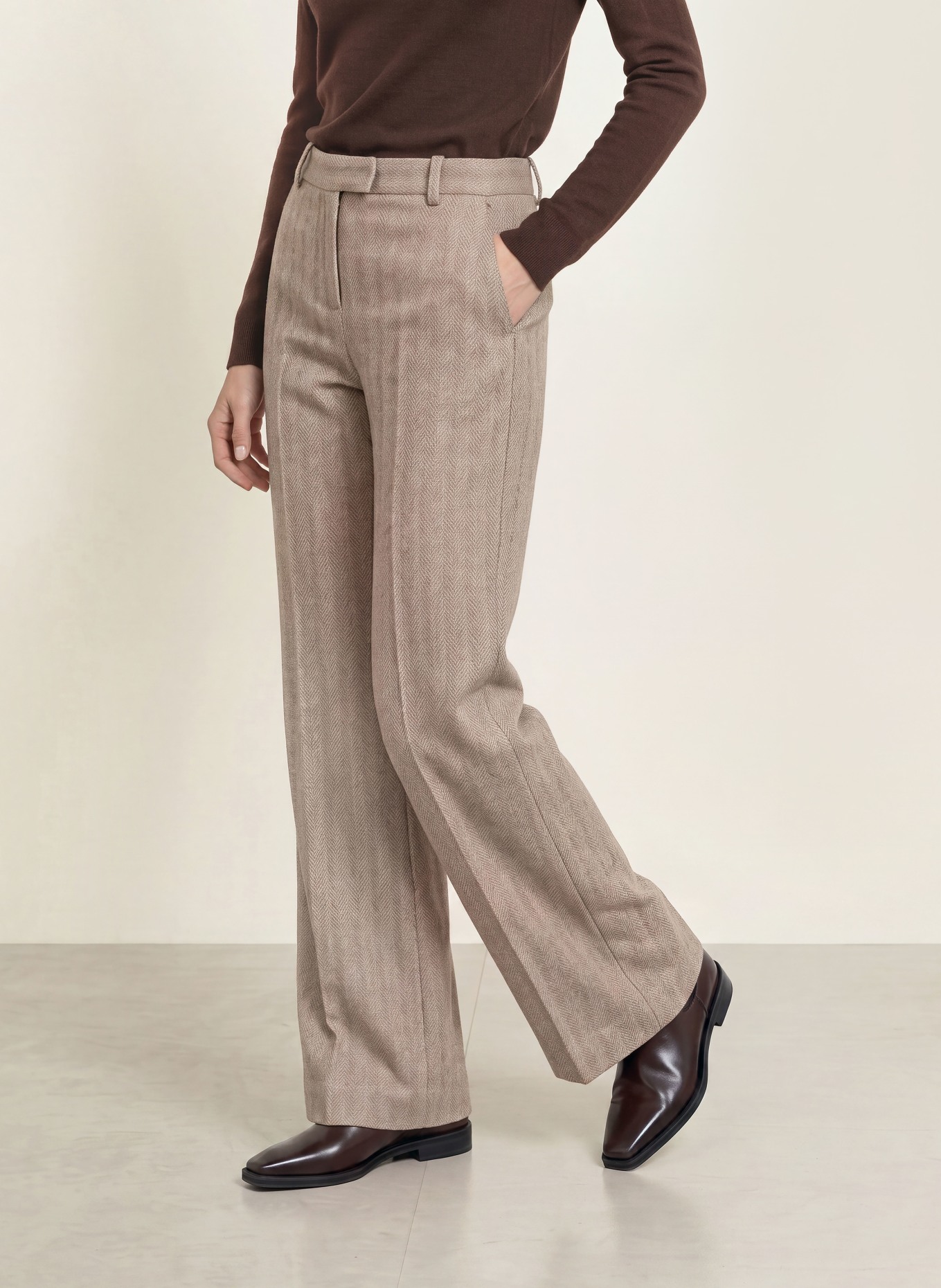CIRCOLO 1901 Marlenehose aus Flanell: BEIGE / ECRU
