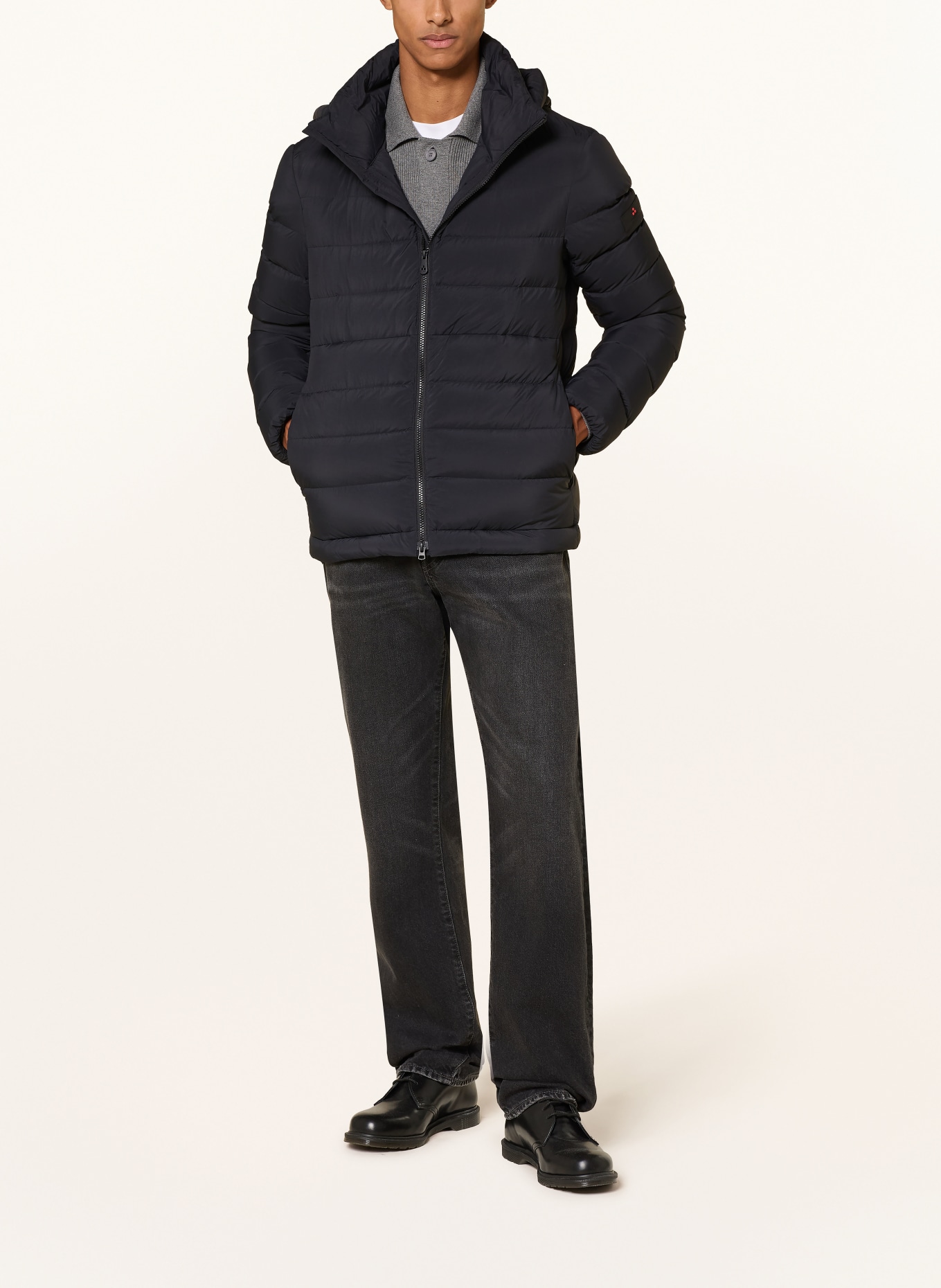 PEUTEREY BOGGS Down Jacket with Detachable Hood: BLACK