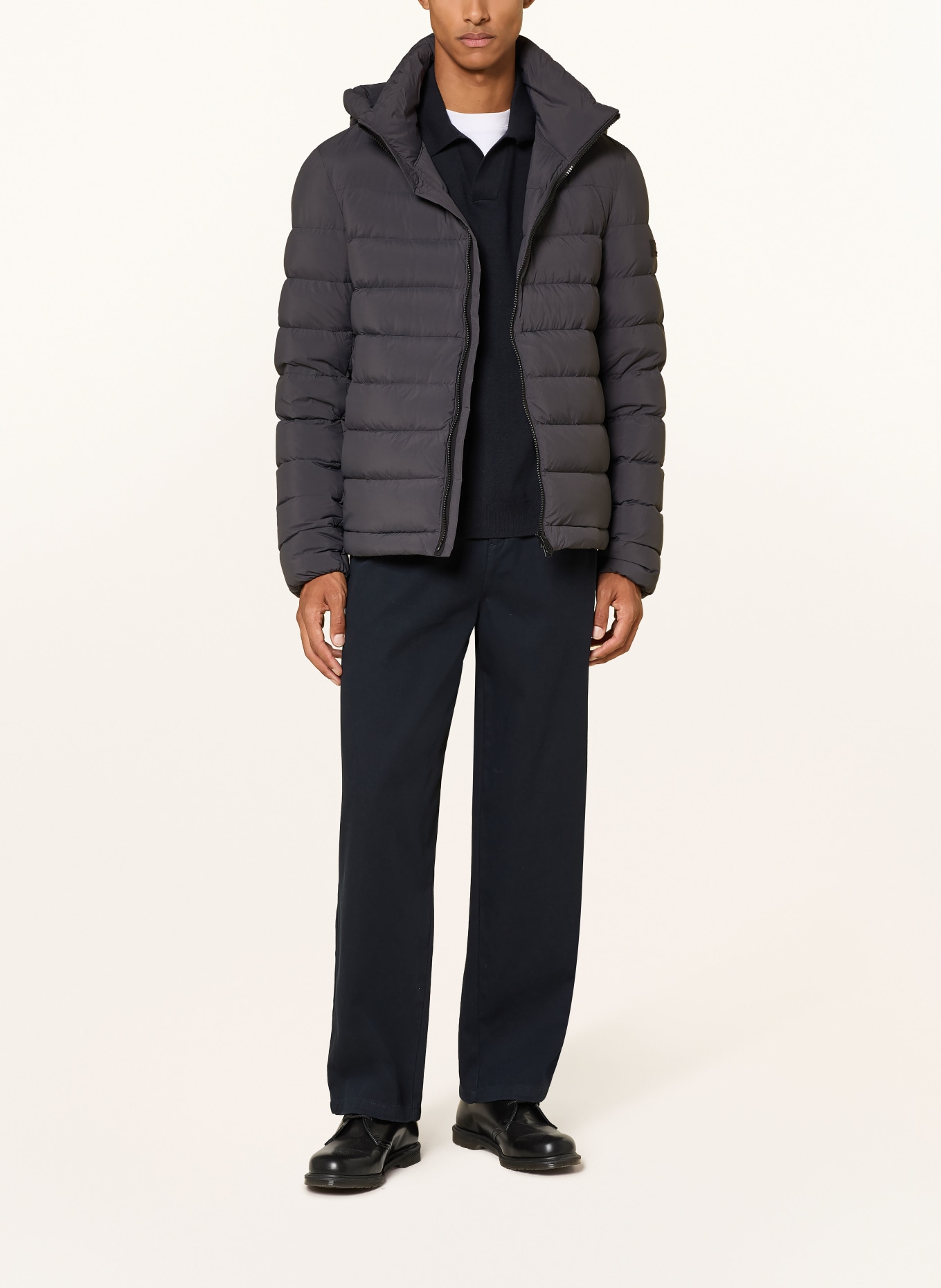 PEUTEREY BOGGS Down Jacket with Detachable Hood: DARK GRAY