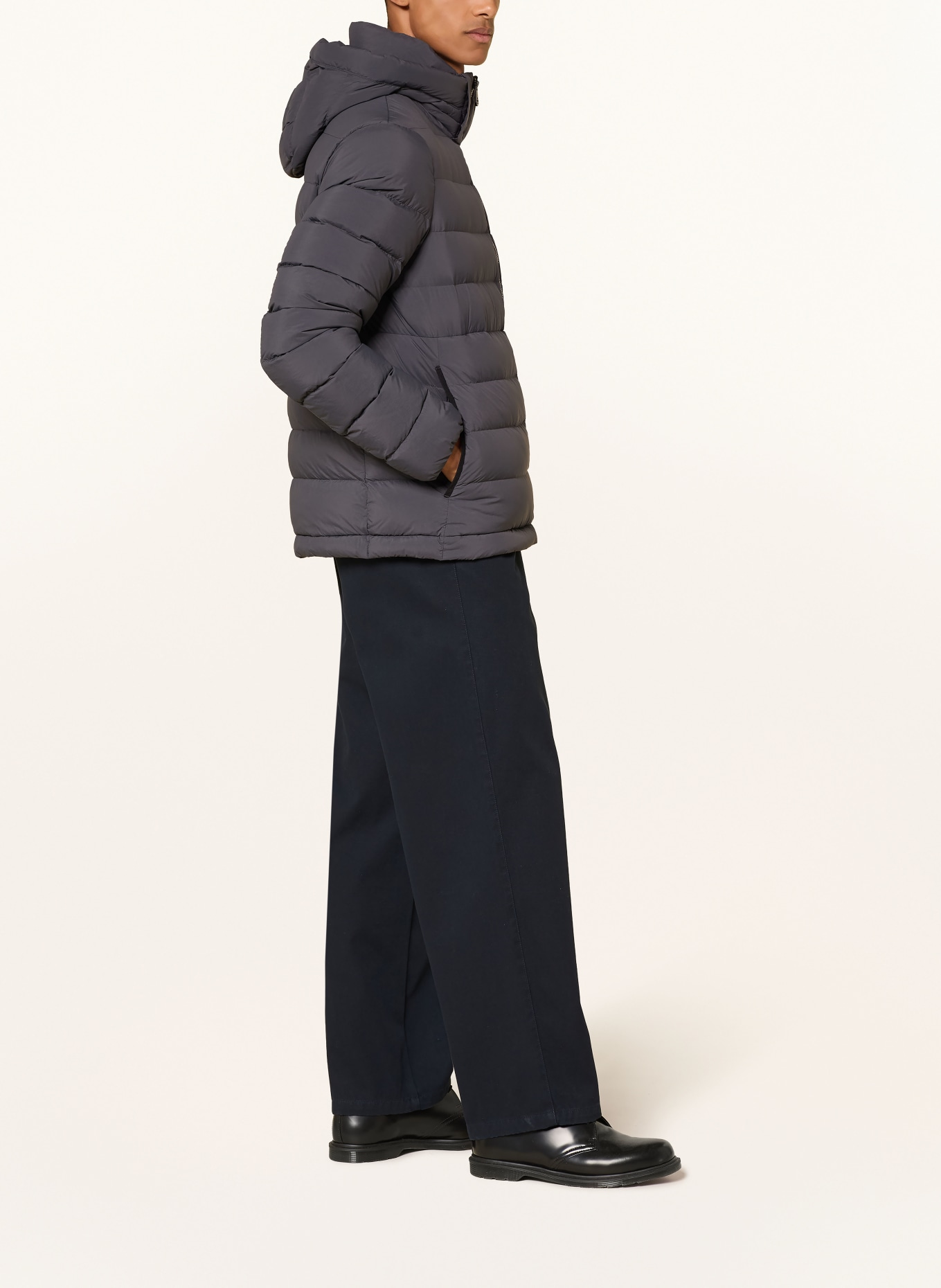 PEUTEREY BOGGS Down Jacket with Detachable Hood: DARK GRAY