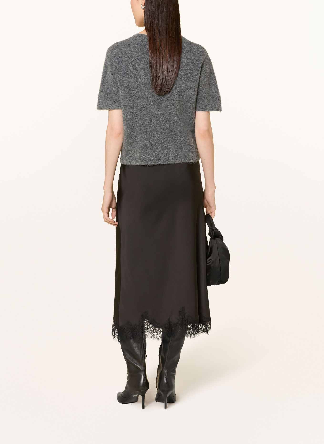 darling harbour Stickad tröja med alpacka: GREY MELANGE