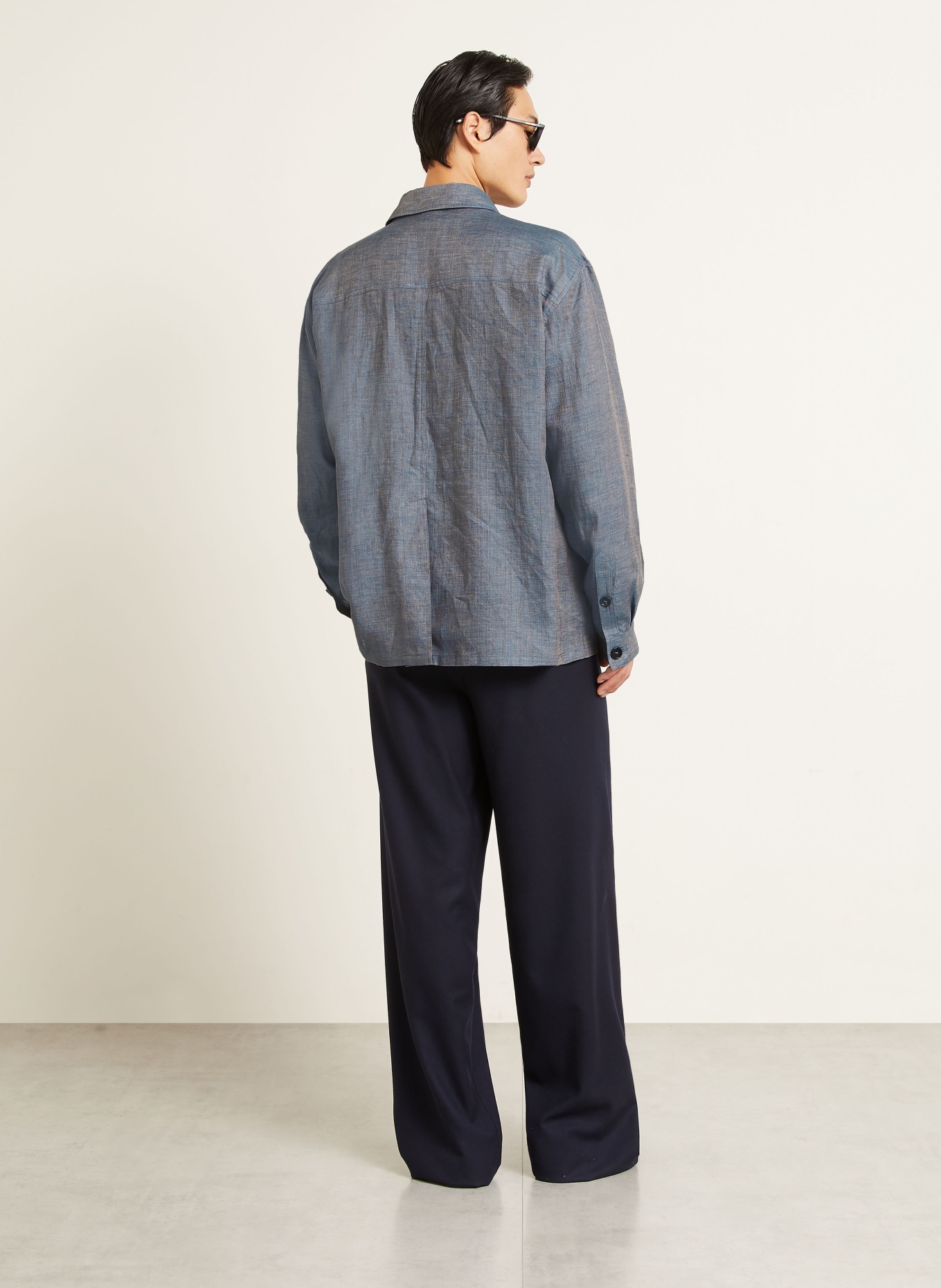 GIORGIO ARMANI Overjacket van linnen: BLAUWGRIJS