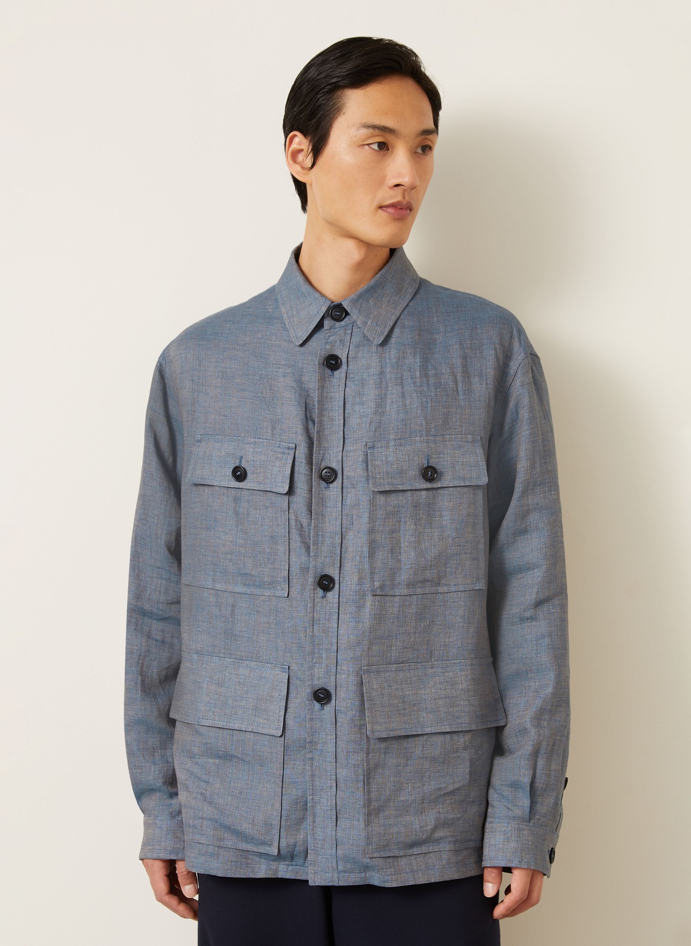 GIORGIO ARMANI Overjacket van linnen: BLAUWGRIJS