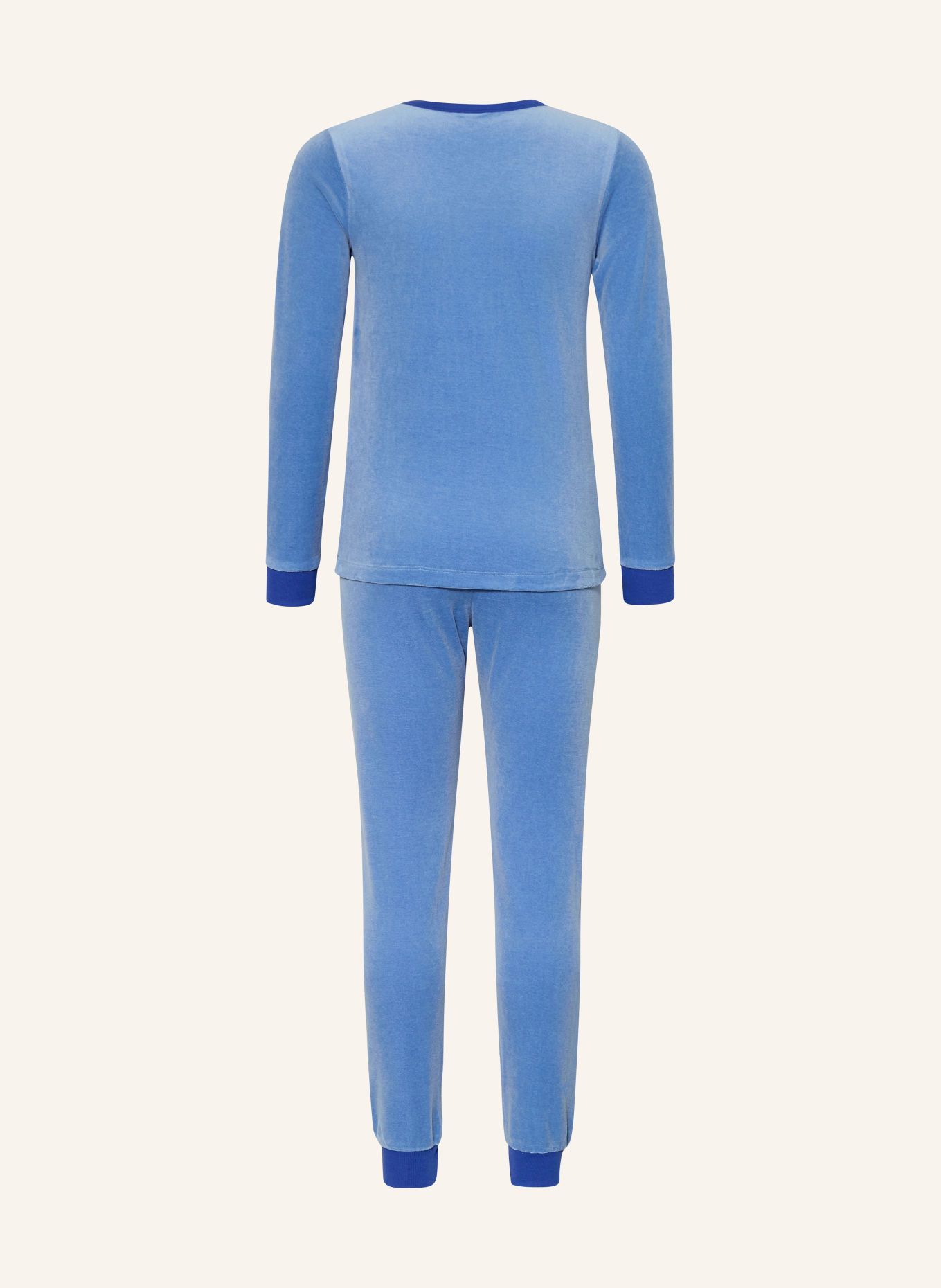 PETIT BATEAU Pyjama van velours: LICHTBLAUW / ORANJE / BLAUW