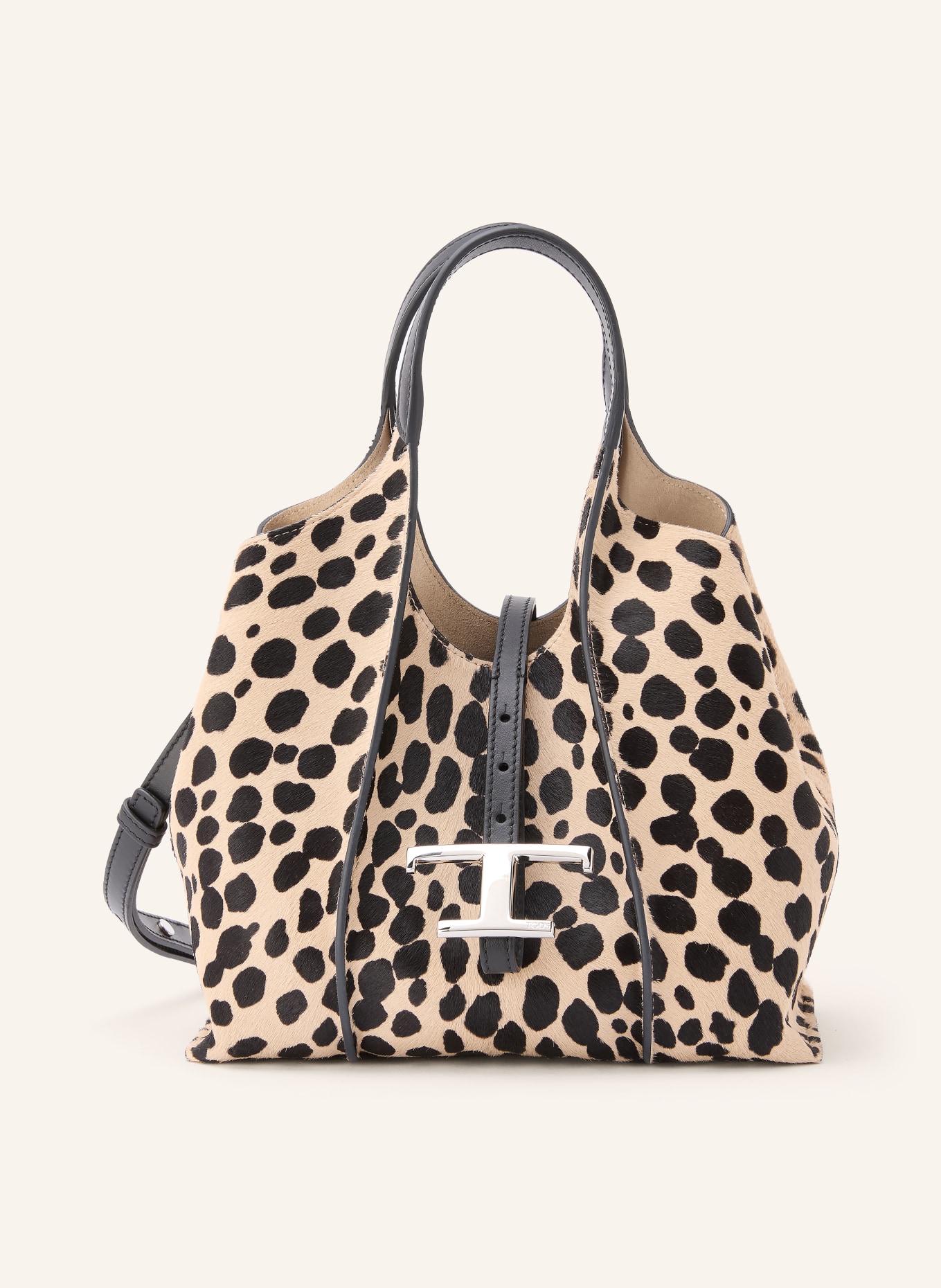 TOD'S Handtasche T TIMELESS mit Pouch: BEIGE / SILBER / SCHWARZ