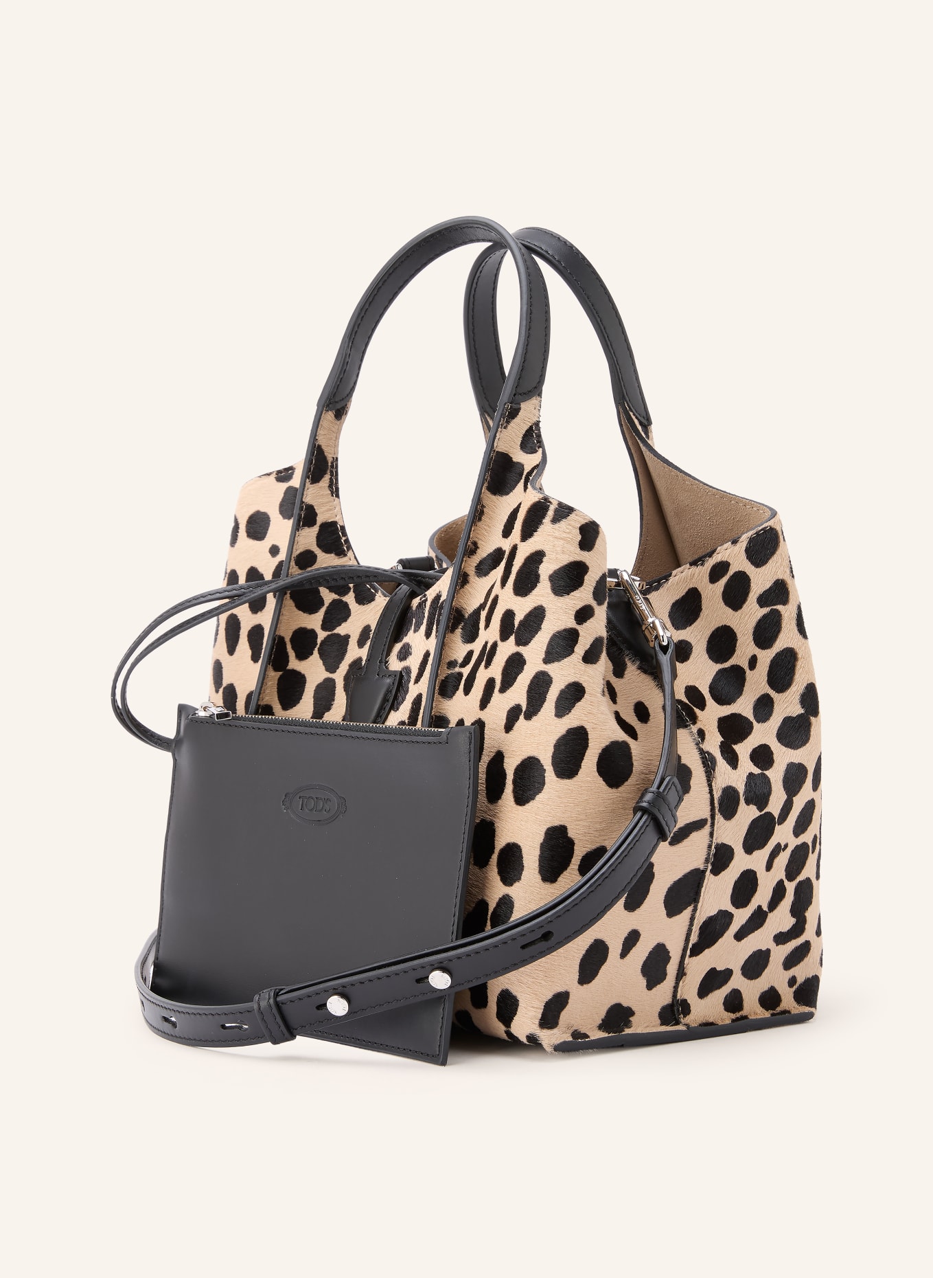 TOD'S Handtasche T TIMELESS mit Pouch: BEIGE / SILBER / SCHWARZ