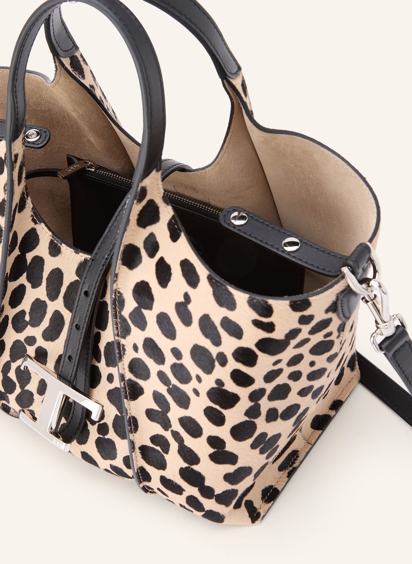TOD'S Handtasche T TIMELESS mit Pouch: BEIGE / SILBER / SCHWARZ