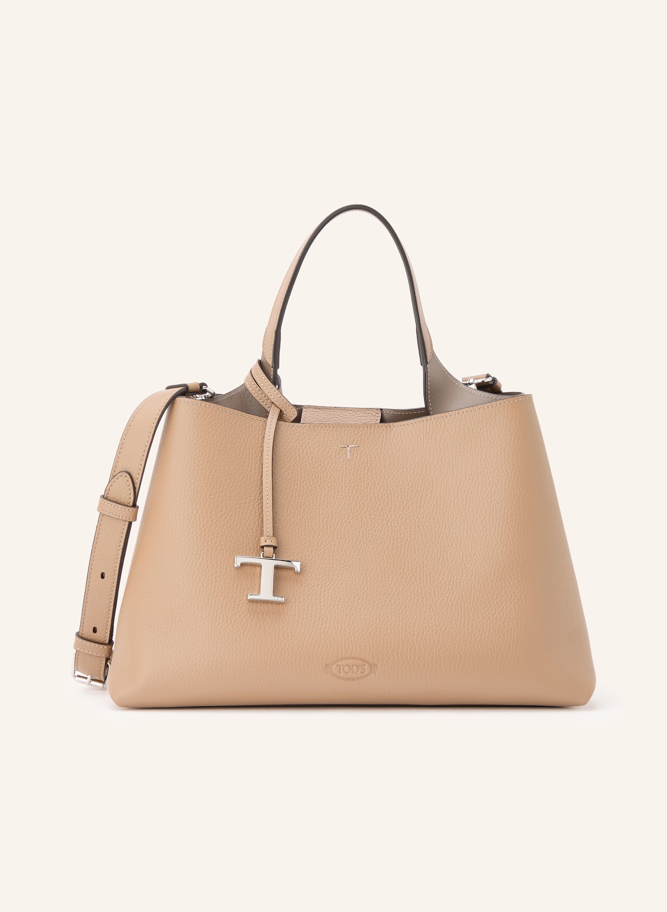 TOD'S MEDIUM Handbag: CAMEL / SILVER