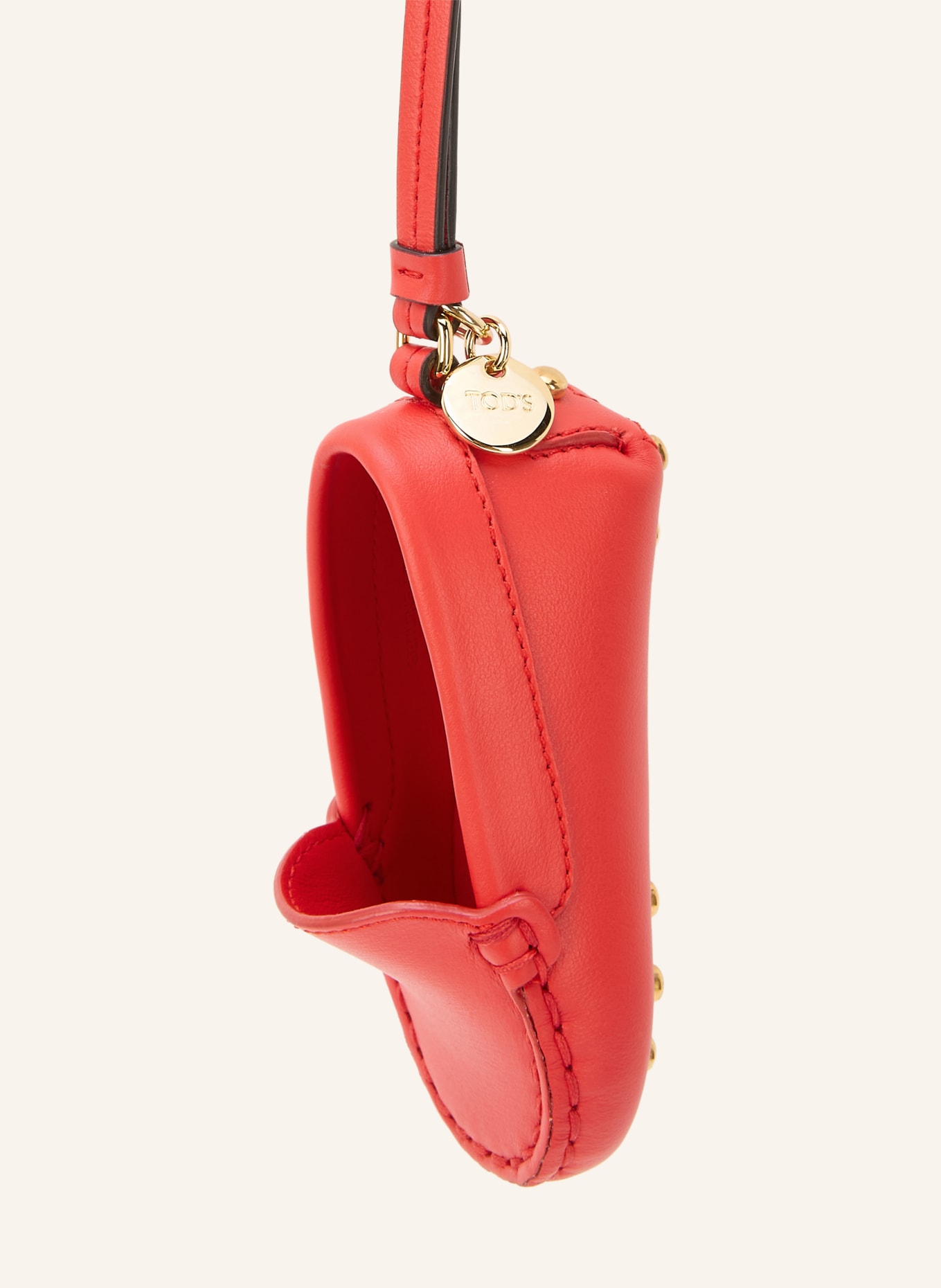 TOD'S GOMMINI METAL DOTS Bag Charms with Rivets: RED / GOLD