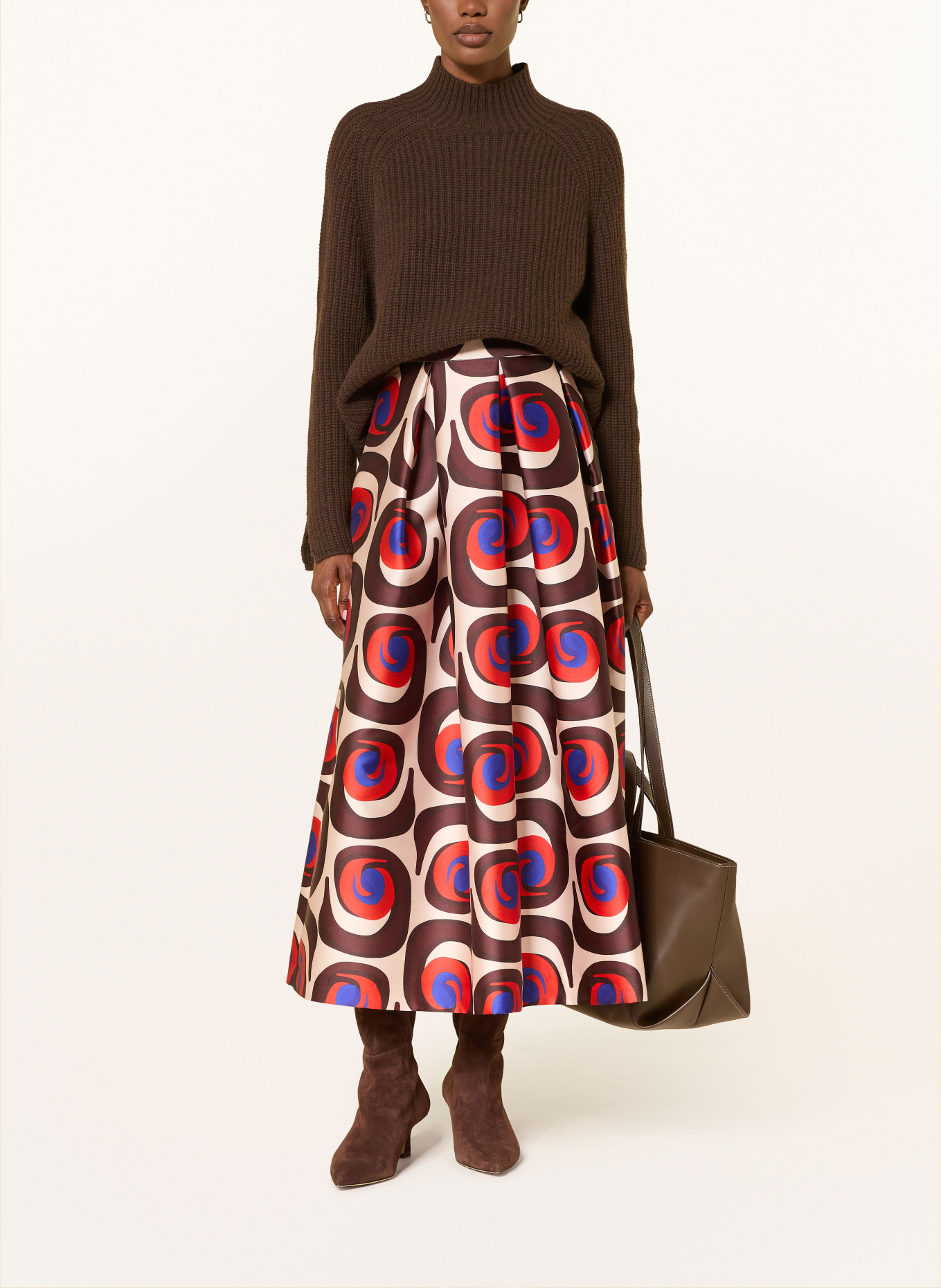 LUNATICA MILANO Skirt: RED / BROWN / CREAM
