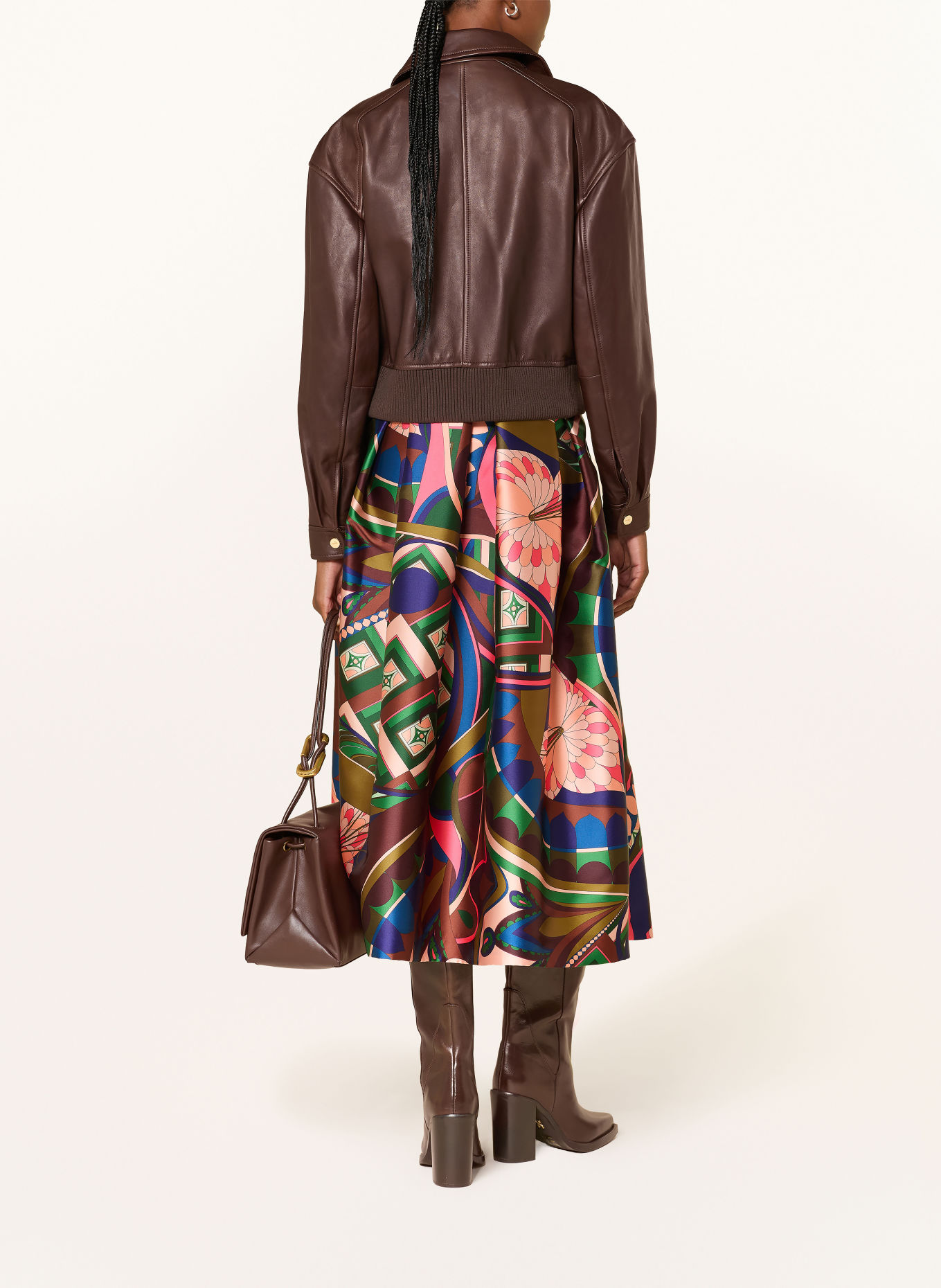 LUNATICA MILANO Satijnen rok: BRUIN / ROZE / BLAUW