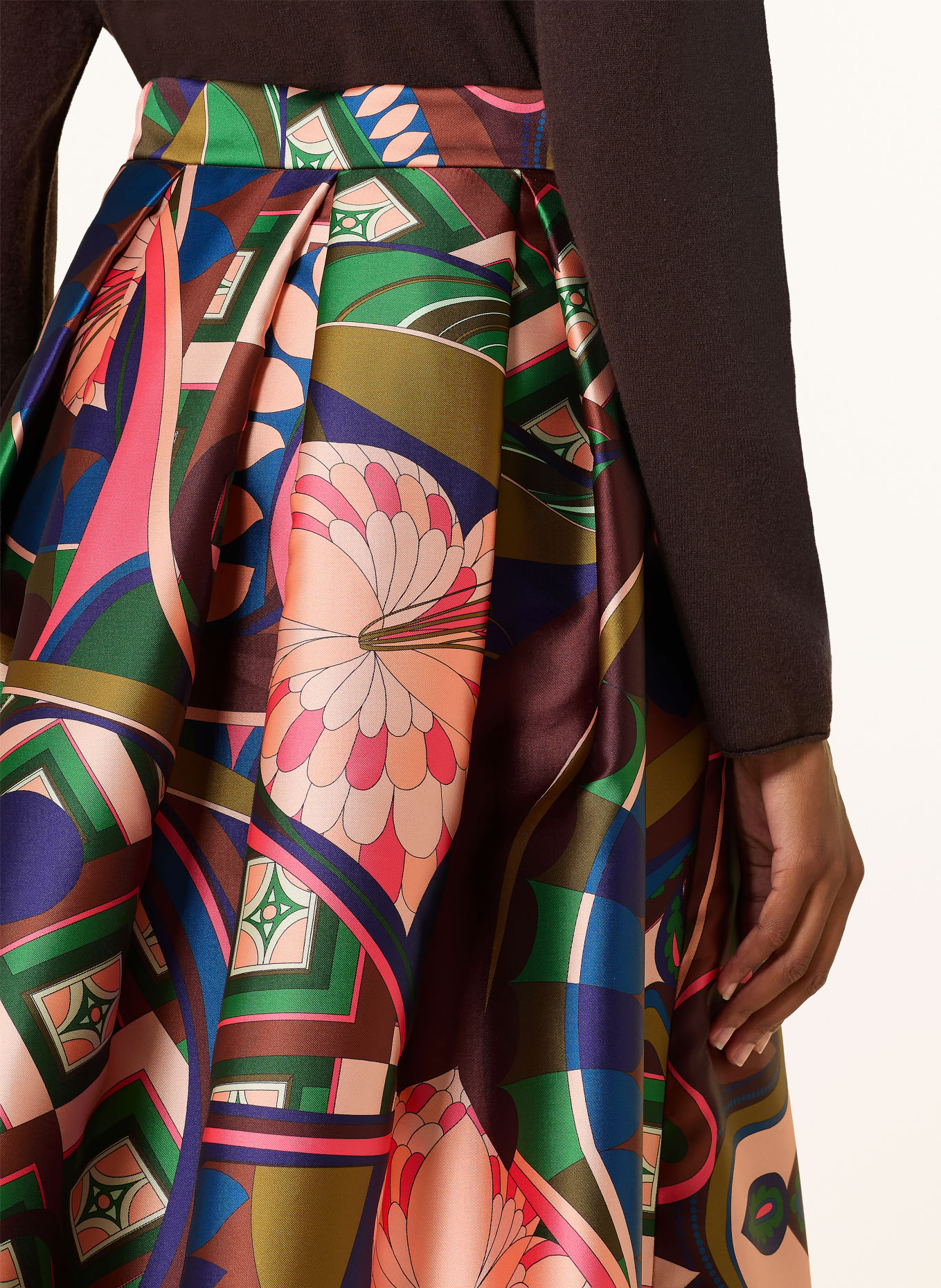 LUNATICA MILANO Satijnen rok: BRUIN / ROZE / BLAUW