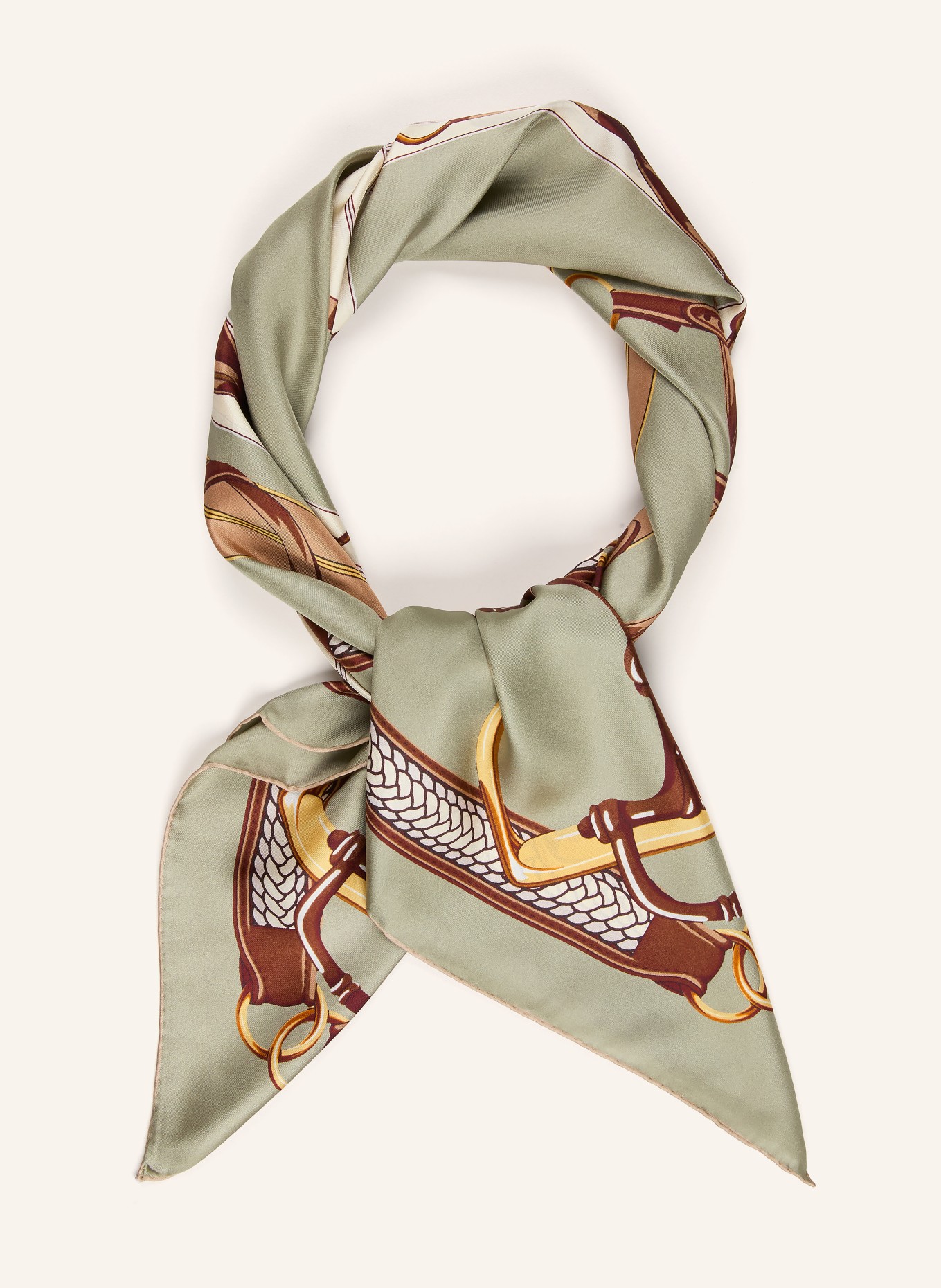 CODELLO Silk scarf: MINT / BROWN / YELLOW