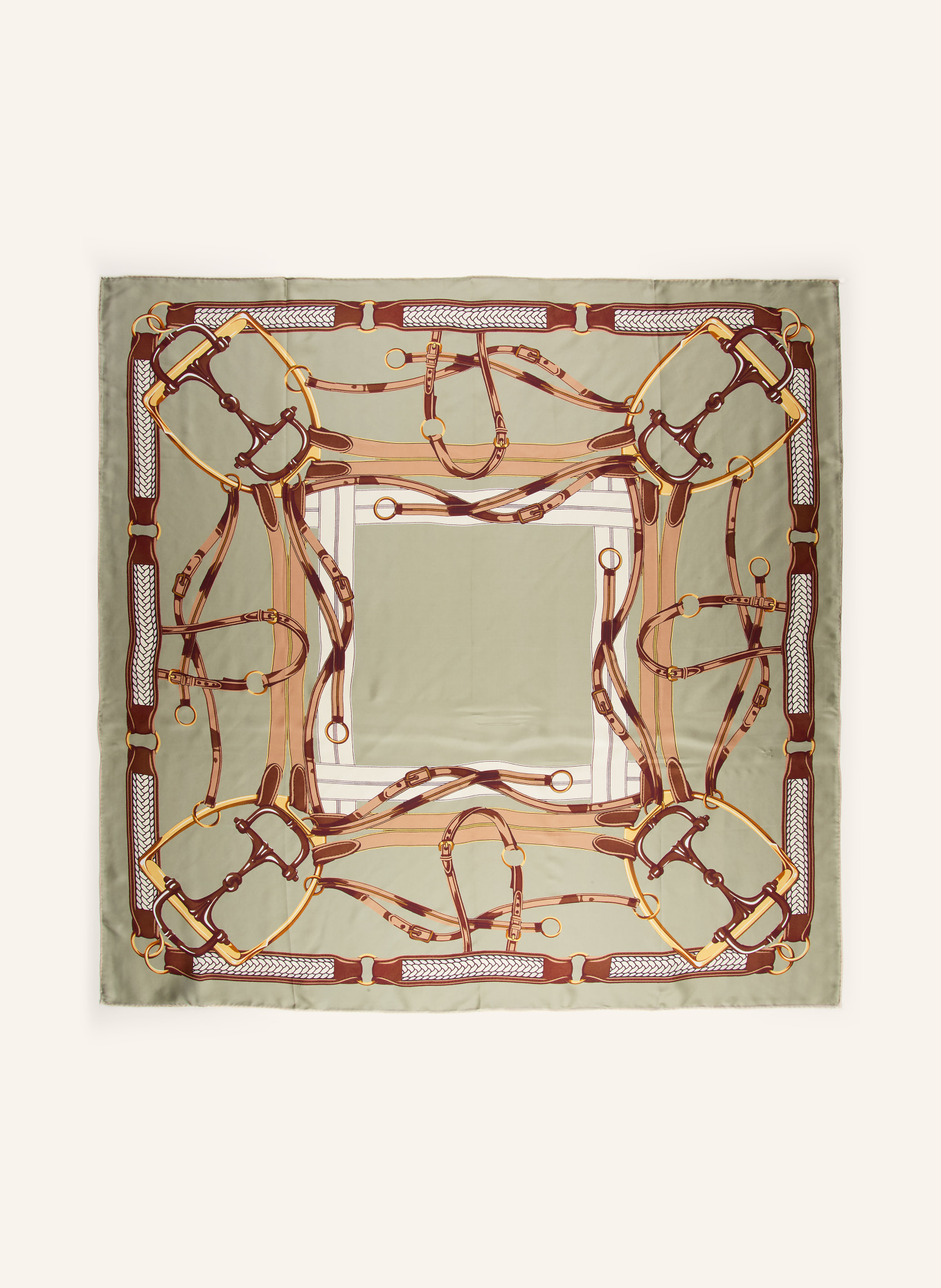 CODELLO Silk scarf: MINT / BROWN / YELLOW