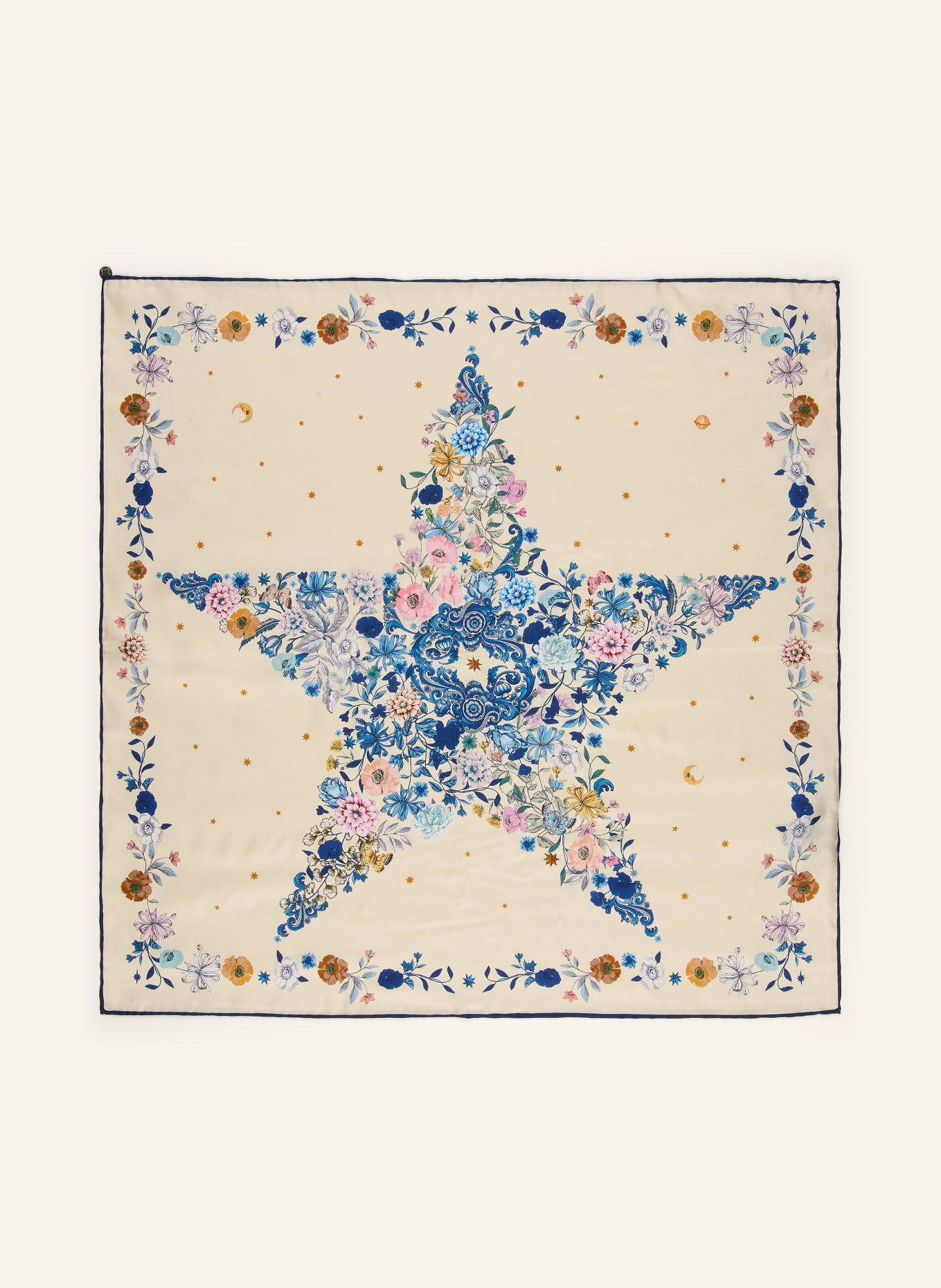 CODELLO Silk scarf: ECRU / ORANGE / DARK BLUE