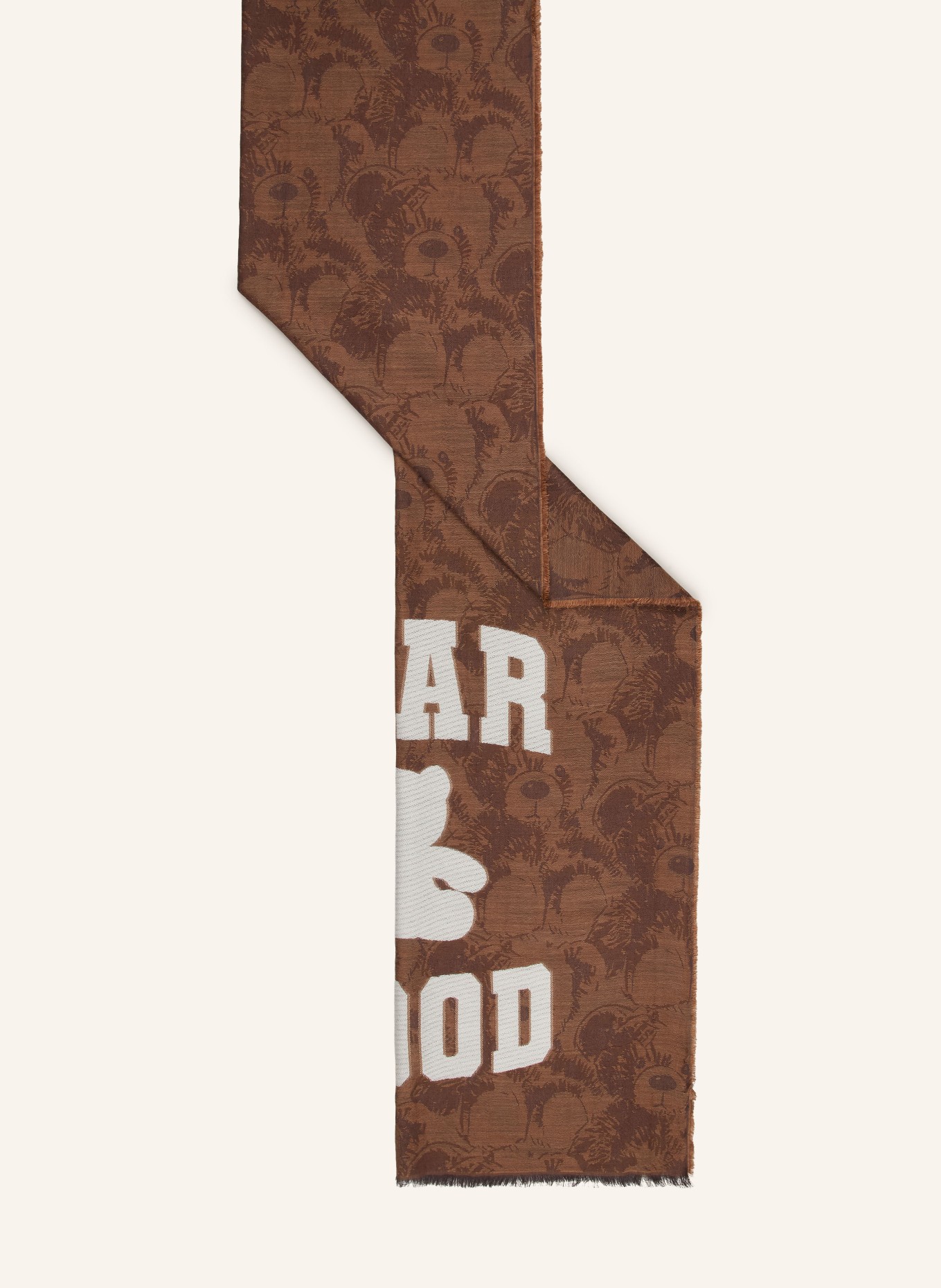 CODELLO Jacquard Scarf: BROWN / DARK BROWN / CREAM