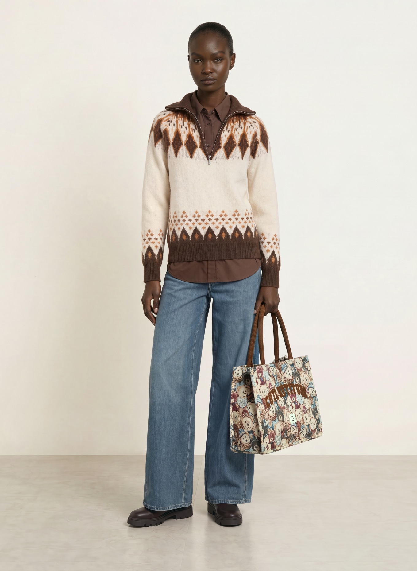 CODELLO Shoppers: BEIGE / DONKERROOD / BLAUW