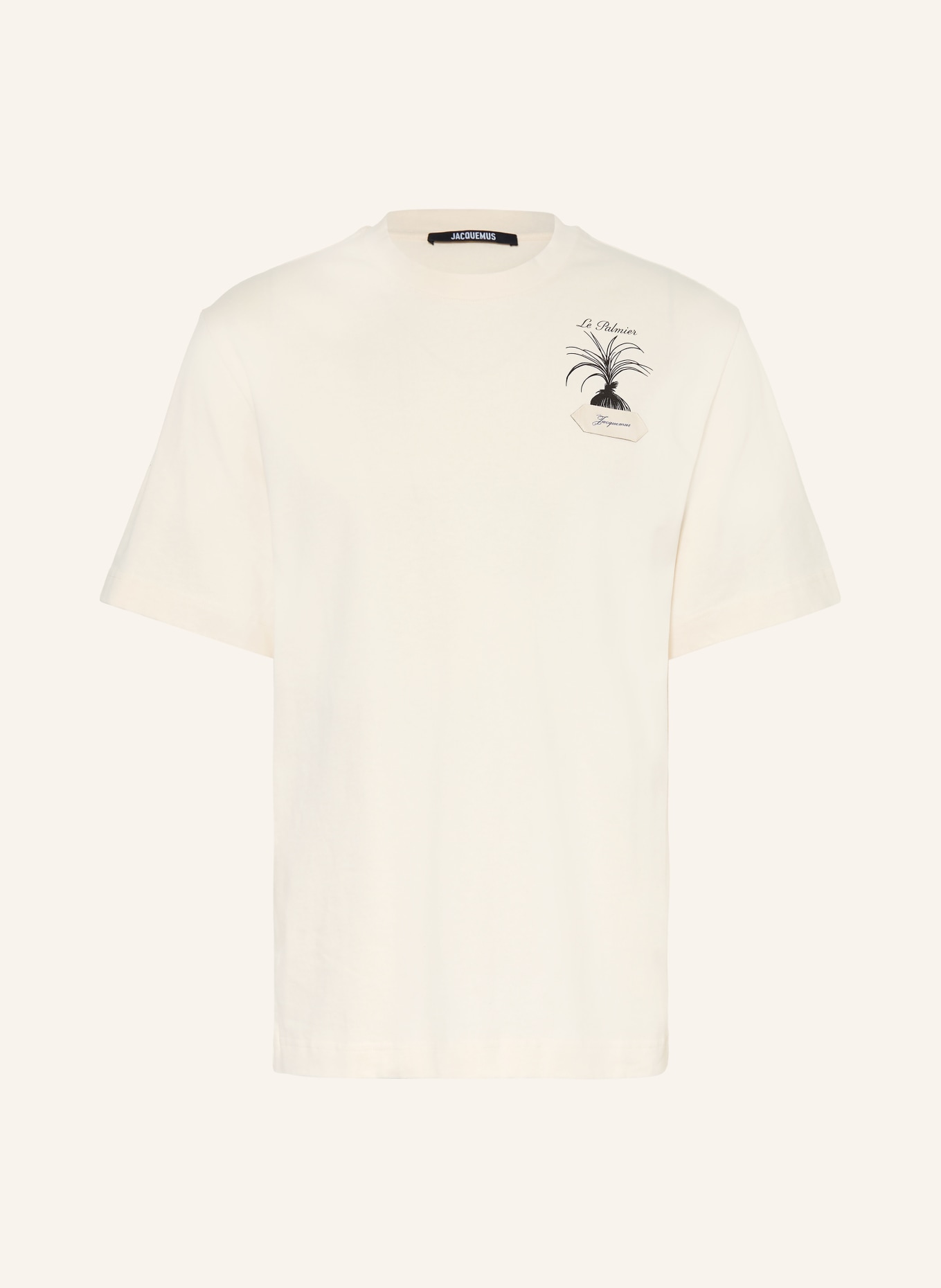 JACQUEMUS T-shirt LE TSHIRT PALMIER: CRÈME / MARRON FONCÉ