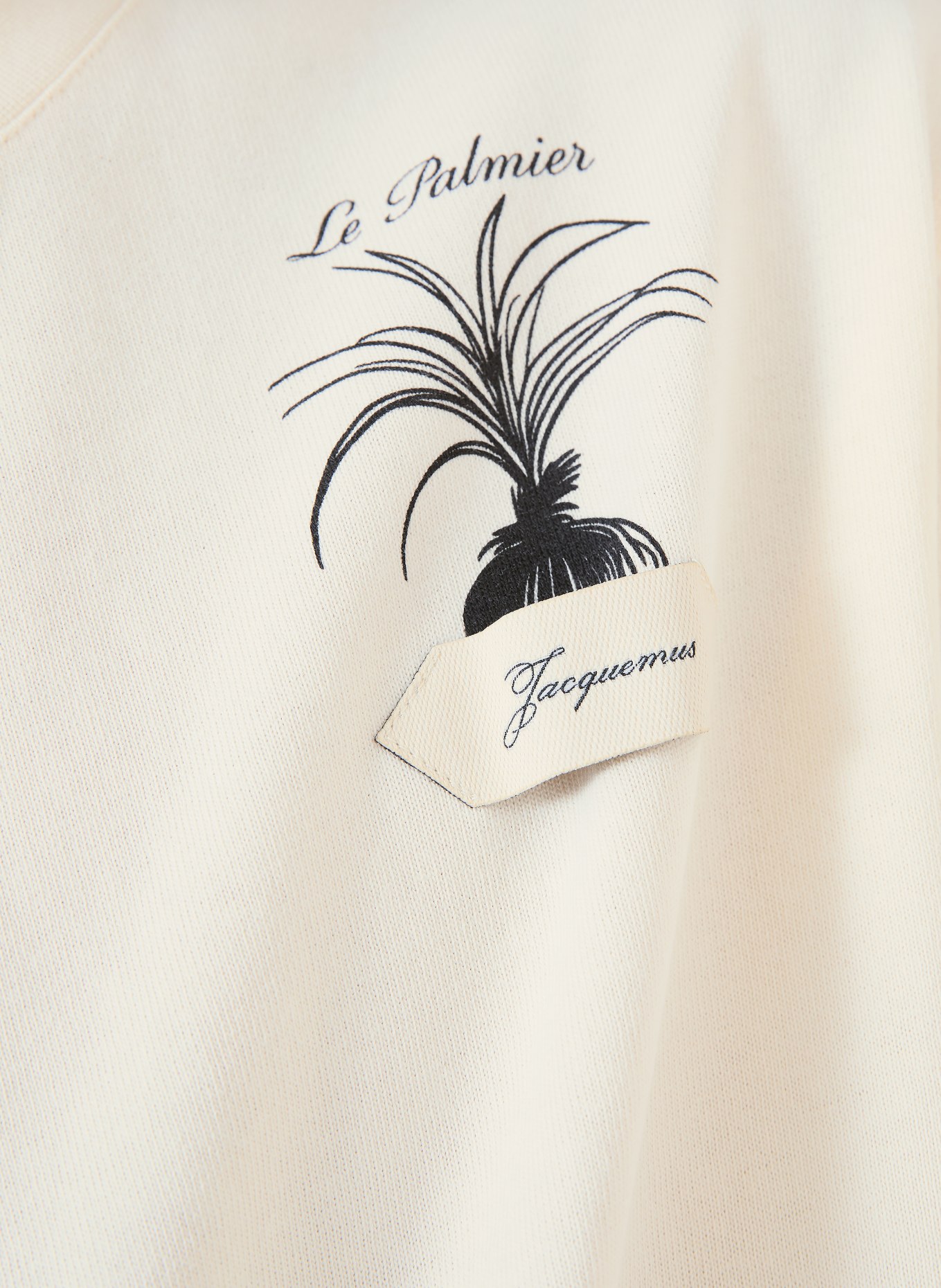 JACQUEMUS T-shirt LE TSHIRT PALMIER: CRÈME / MARRON FONCÉ